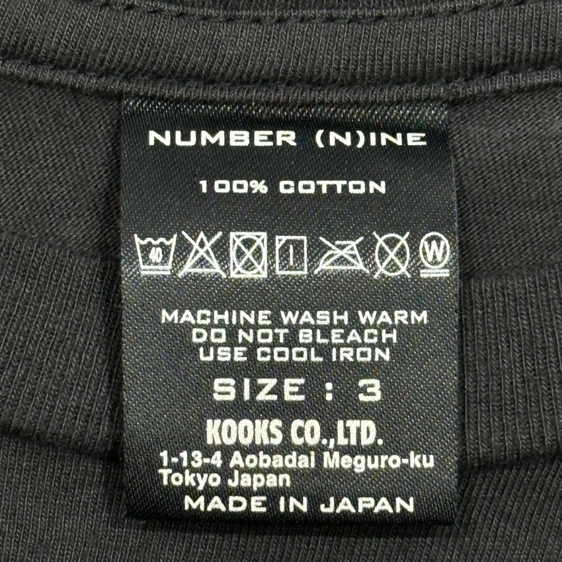 NUMBER (N)INE(ナンバーナイン) EMBLEM DAMAGE TEEE 復刻 エンブレム 穴あき Tシャツ 3 ブラック