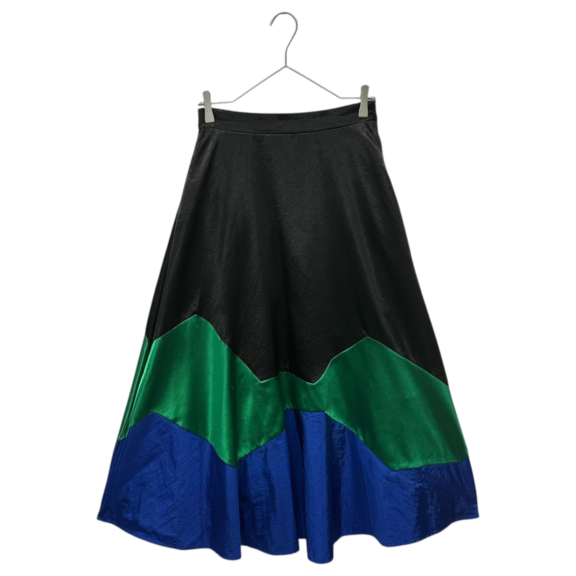 UN3D.(アンスリード) Panel Design Easy Flare Skirt パネル デザイン イージー フレア スカート 521940800301-01 38(M) ブラック×グリーン×ブルー