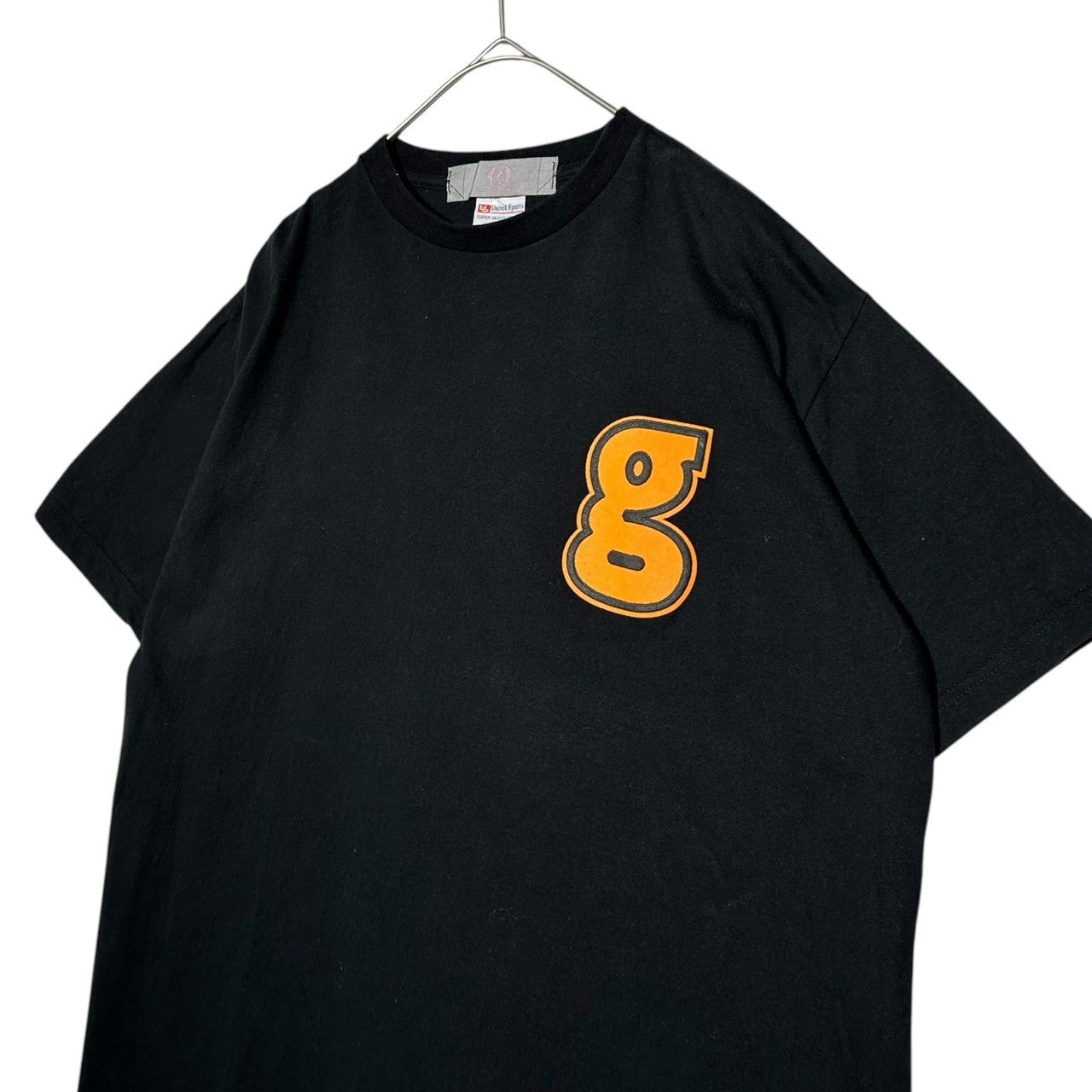 GOODENOUGH(グッドイナフ) 90~00'S Front g logo crew neck T-shirt 90~00年代 フロント 「g」ロゴ クルーネック Tシャツ L ブラック×オレンジ