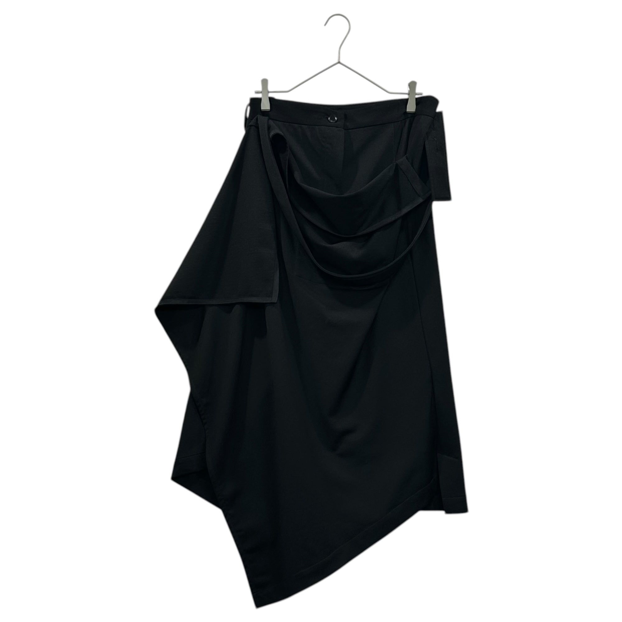YOHJI YAMAMOTO(ヨウジヤマモト) 23AW POLYESTER TWILL 2WAY SKIRT ポリエステル ツイル ラップ スカート FU-S50-901 2(M程度) ブラック