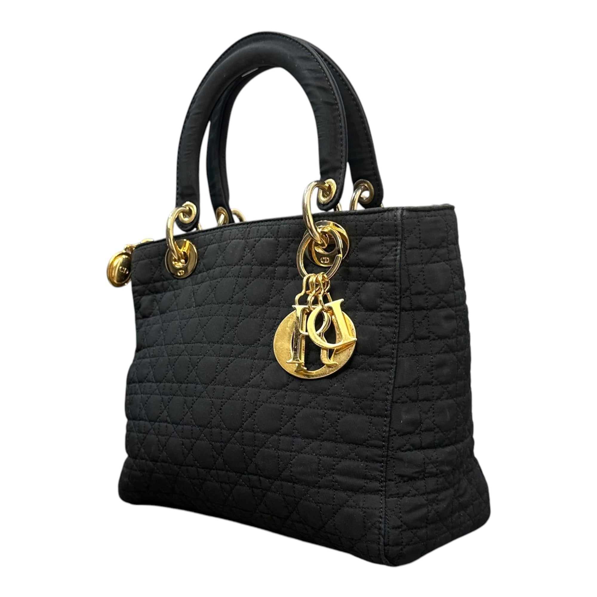 Christian Dior(クリスチャンディオール) Lady Dior Cannage Handbag レディディオール カナージュ ハンド バッグ ブラック キルティング