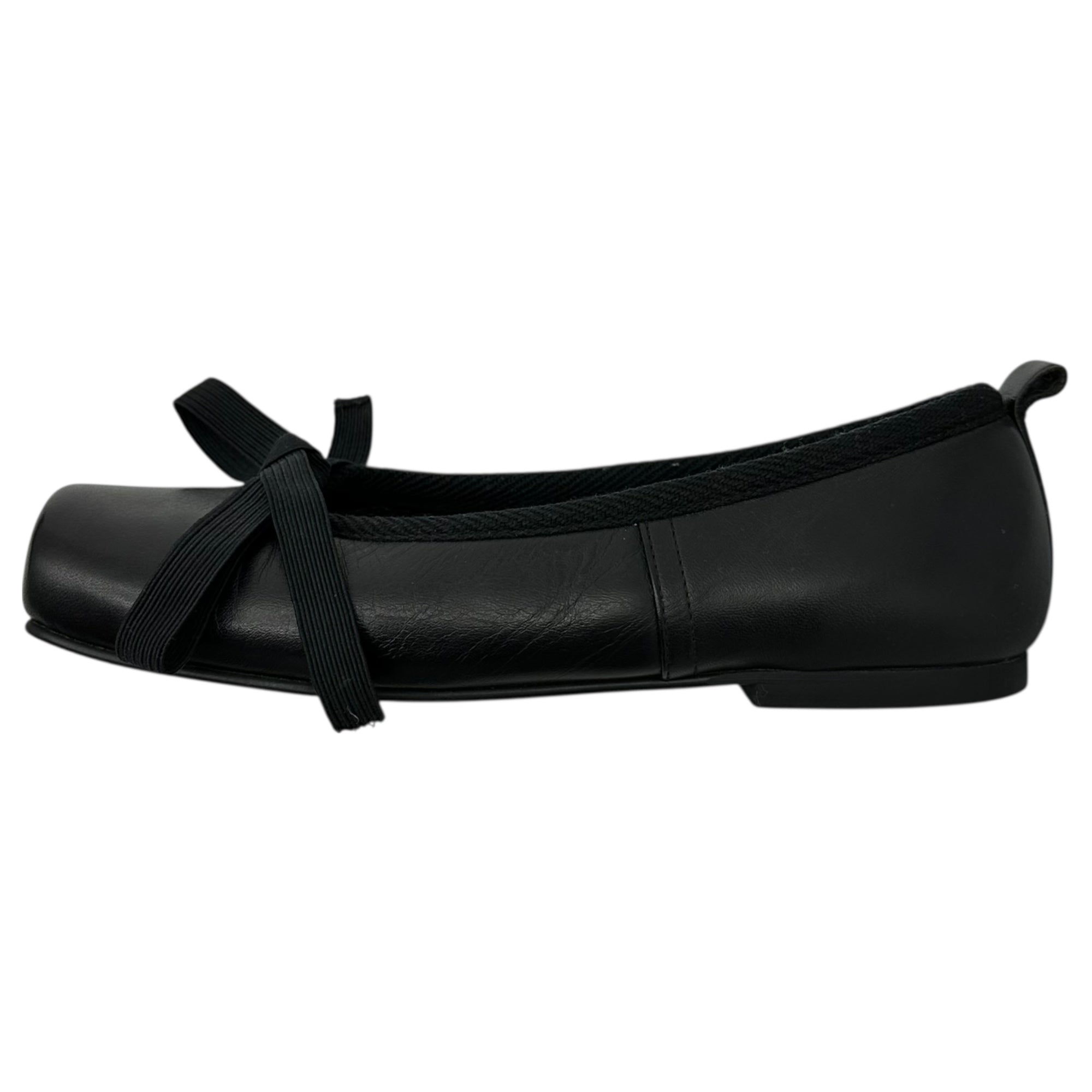 robe de chambre COMME des GARCONS(ローブドシャンブルコムデギャルソン) Square-Toe Ribbon Ballet Shoes スクエアトゥ リボン バレエ シューズ 22.5cm ブラック パンプス フラット ヴィンテージ 稀少アイテム
