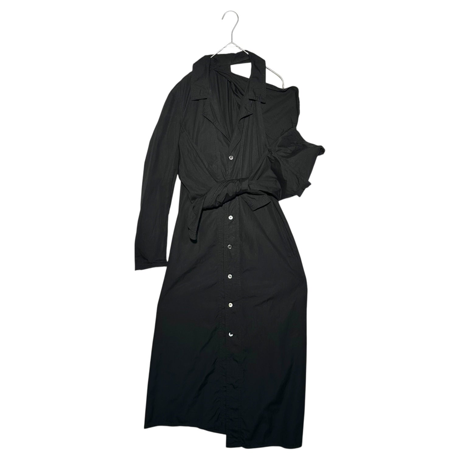 YOHJI YAMAMOTO NOIR(ヨウジヤマモトノアール) Asymmetrical Design One-Shoulder Shirt Long Dress アシンメトリー デザイン ワンショルダー シャツ ロング ワンピース NX-B15-001 1 ブラック