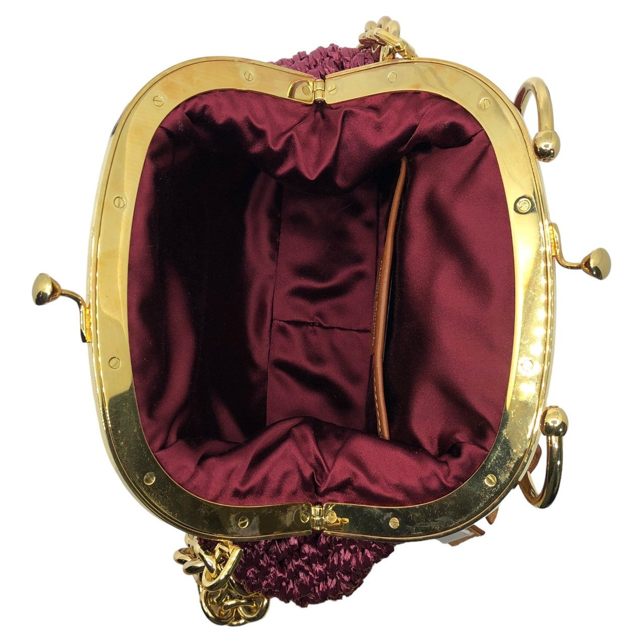 MAISON MARGIELA(メゾンマルジェラ) RAFFIA S.W.A.L.K. II SMALL BAG ニットハンド ショルダー がま口バッグ S56WD0130 ピンク チェーンバッグ