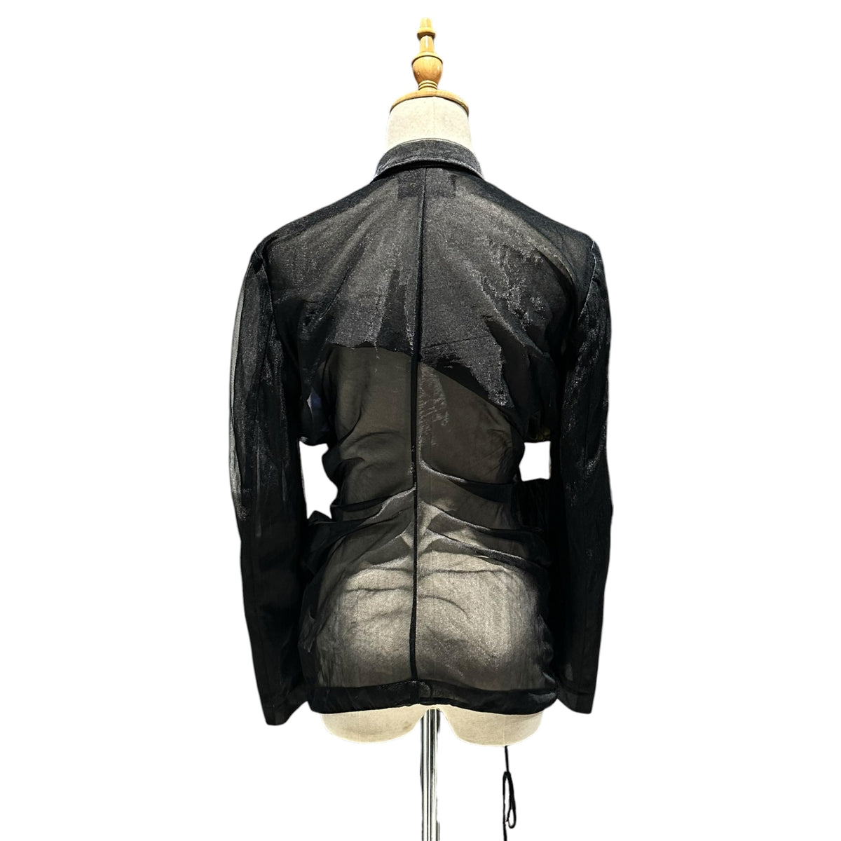 COMME des GARCONS(コムデギャルソン) 1991SS Sheer Asymmetrical Drawstring Button-Front Jacket シアー 変形 ドローコード ボタン ジャケット GJ-05006S S ブラック AD1990 90s アーカイブ 珍品