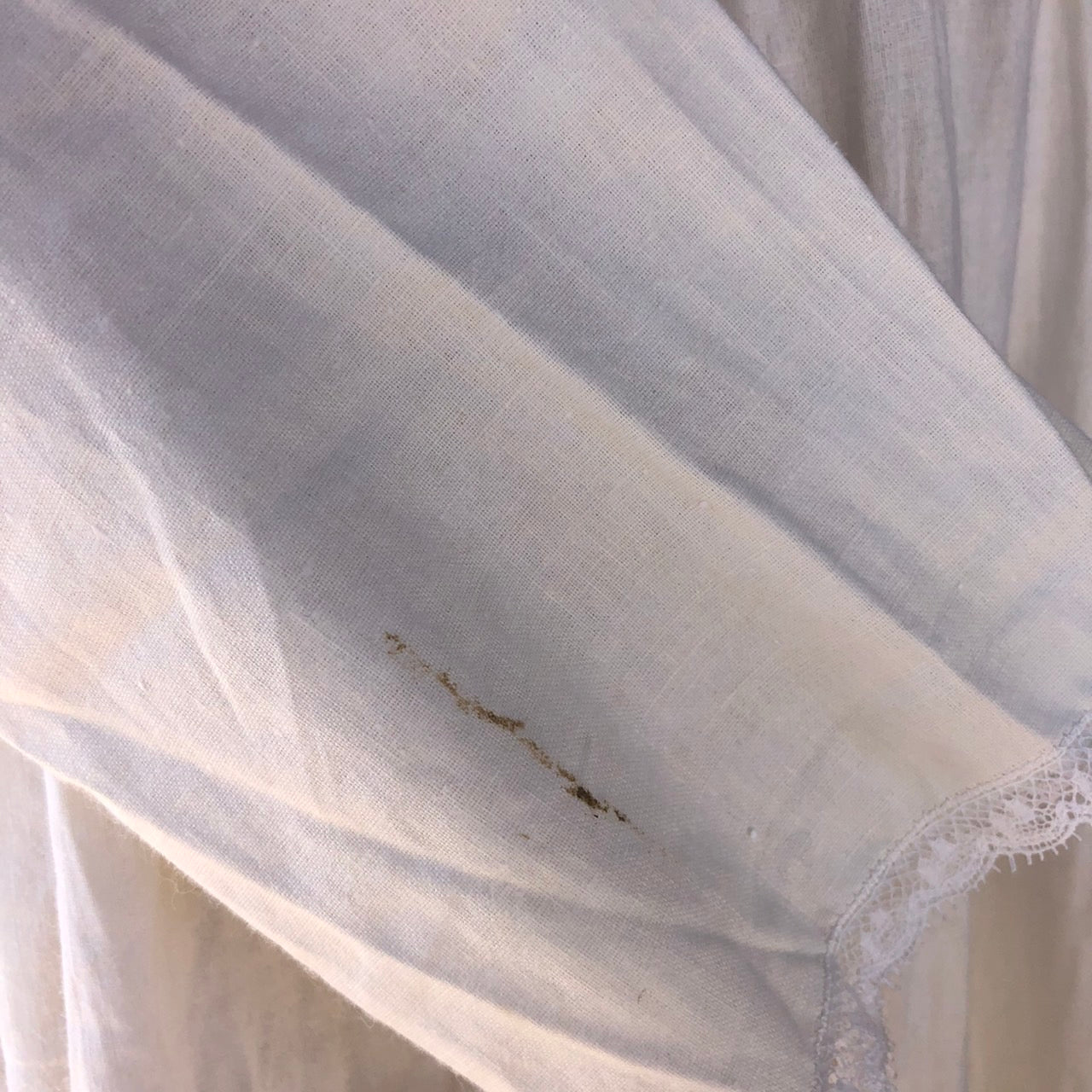 Euro Vintage(ヨーロッパヴィンテージ) Omekashi_ミニレースのロングワンピース 表記なし(Mサイズ程度) ホワイト