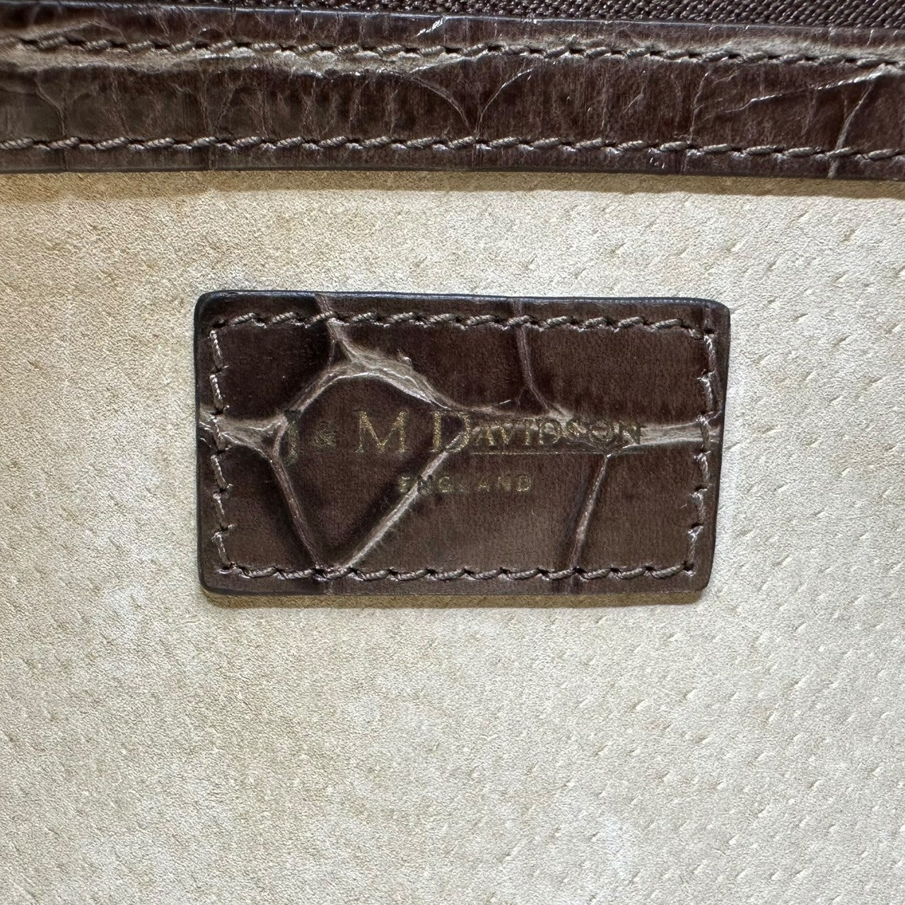 J.M.WESTON(ジェイエムウエストン) Croc-embossed leather handbag クロコ 型押し レザー ハンド バッグ ブラウン