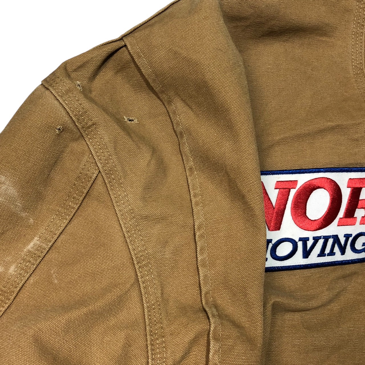 carhartt(カーハート) 90's ワッペンダック地ジャケット/裏ボアワークジャケット/企業物 XL程度 ベージュ 90年代/ヴィンテージ/NOR-CAl