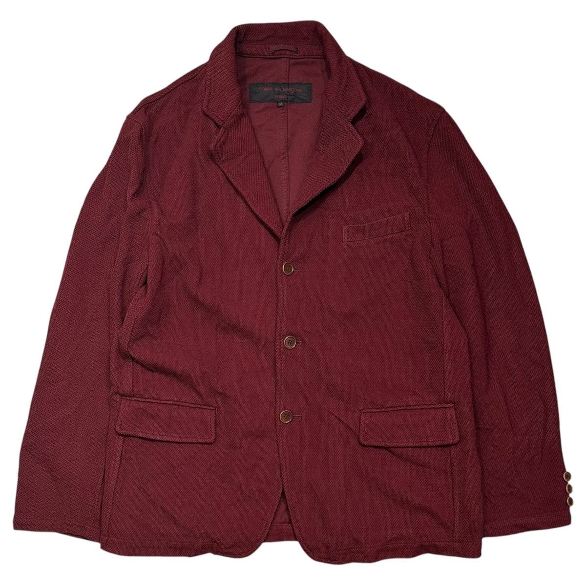 COMME des GARCONS HOMME(コムデギャルソンオム) 2005AW Piqué 3-Button Jacket 鹿の子 3ボタン ジャケット HP-J008 M ワインレッド AD2005