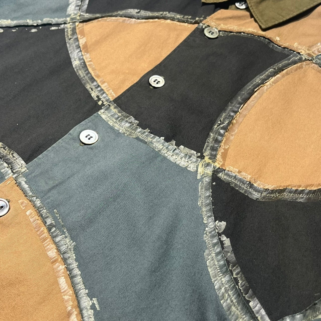COMME des GARCONS HOMME(コムデギャルソンオム) 03AW multi patchwork shirt マルチ パッチワーク シャツ HK-B041 L カーキ AD2003 田中オム