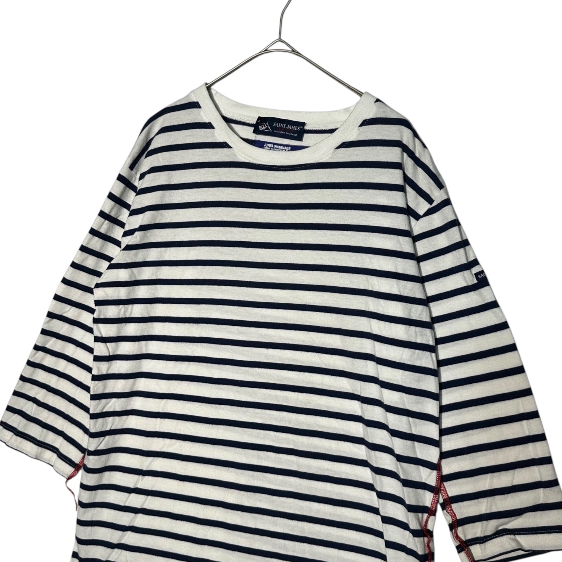 CdG JUNYA WATANABE MAN×SAINT JAMES(コムデギャルソンジュンヤワタナベマン×セントジェームス) 11SS Inside-out Striped L/S Cut and Sewn インサイドアウト ボーダー 長袖 カットソー WG-T023 S ホワイト×ネイビー AD2010