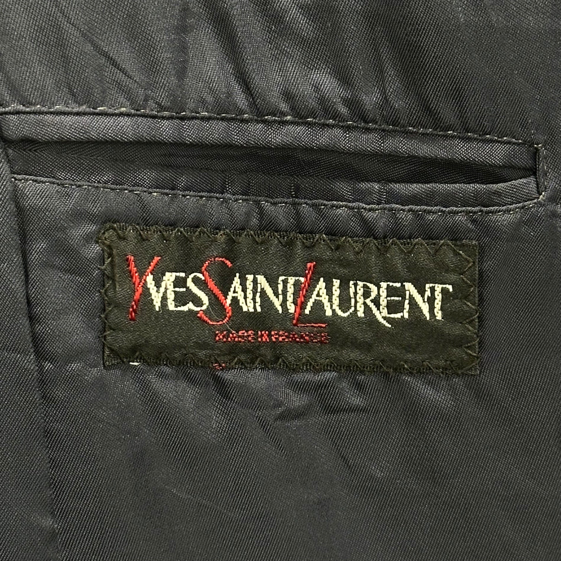 YVES SAINT LAURENT(イヴサンローラン) 70's~80's Logo Gold Button Navy Blazer 本人期 ロゴ 金ボタン 紺 ブレザー 表記無(M程度) ネイビー 70年代~80年代 ヴィンテージ アーカイブ テーラード ジャケット フランス製