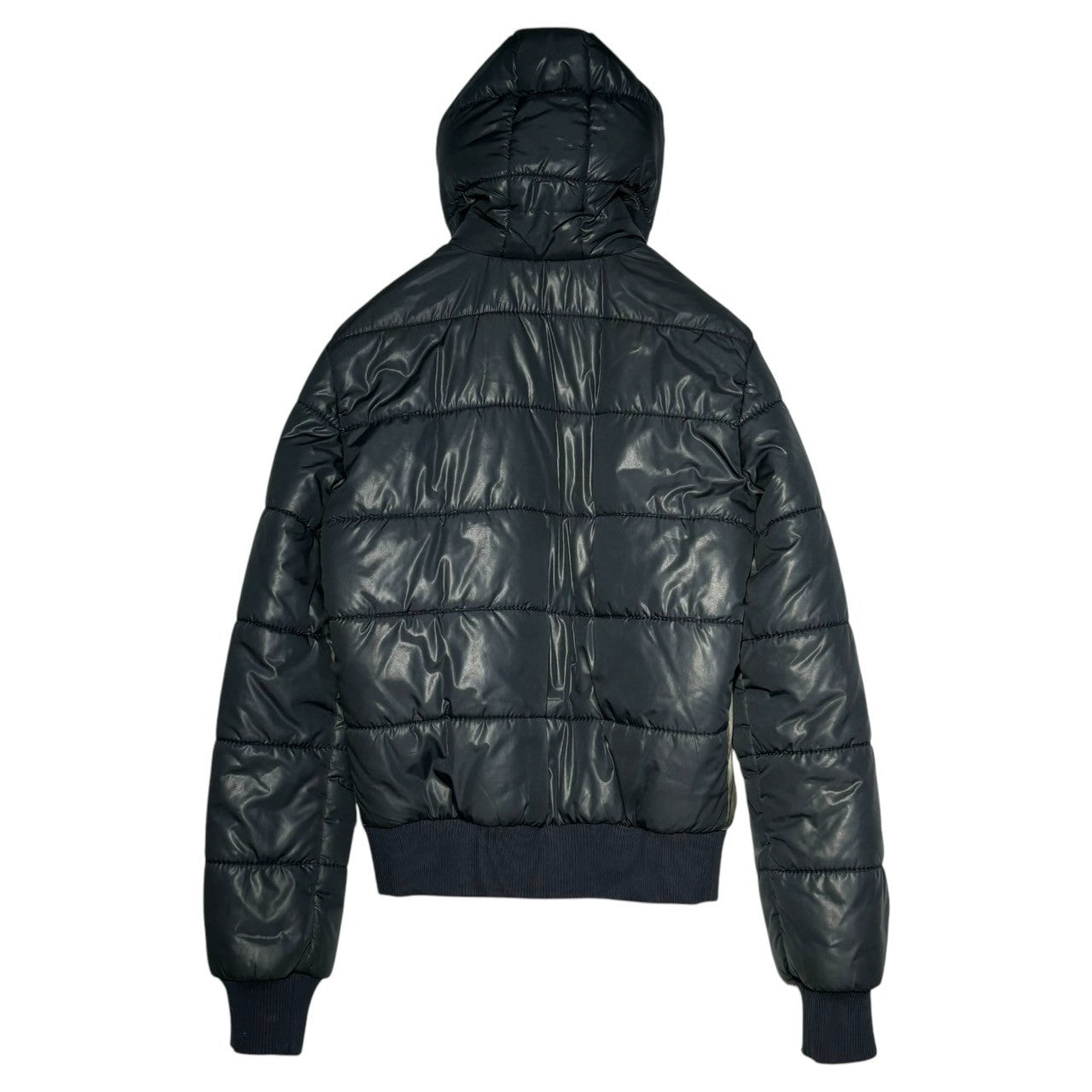 D&G(ディー&ジードルガバドルチェ&ガッバーナ) Lambskin switching padding hooded jacket ラムスキン 切替 中綿 フーデッド ジャケット レザー RB0563/SE320 44 ネイビー