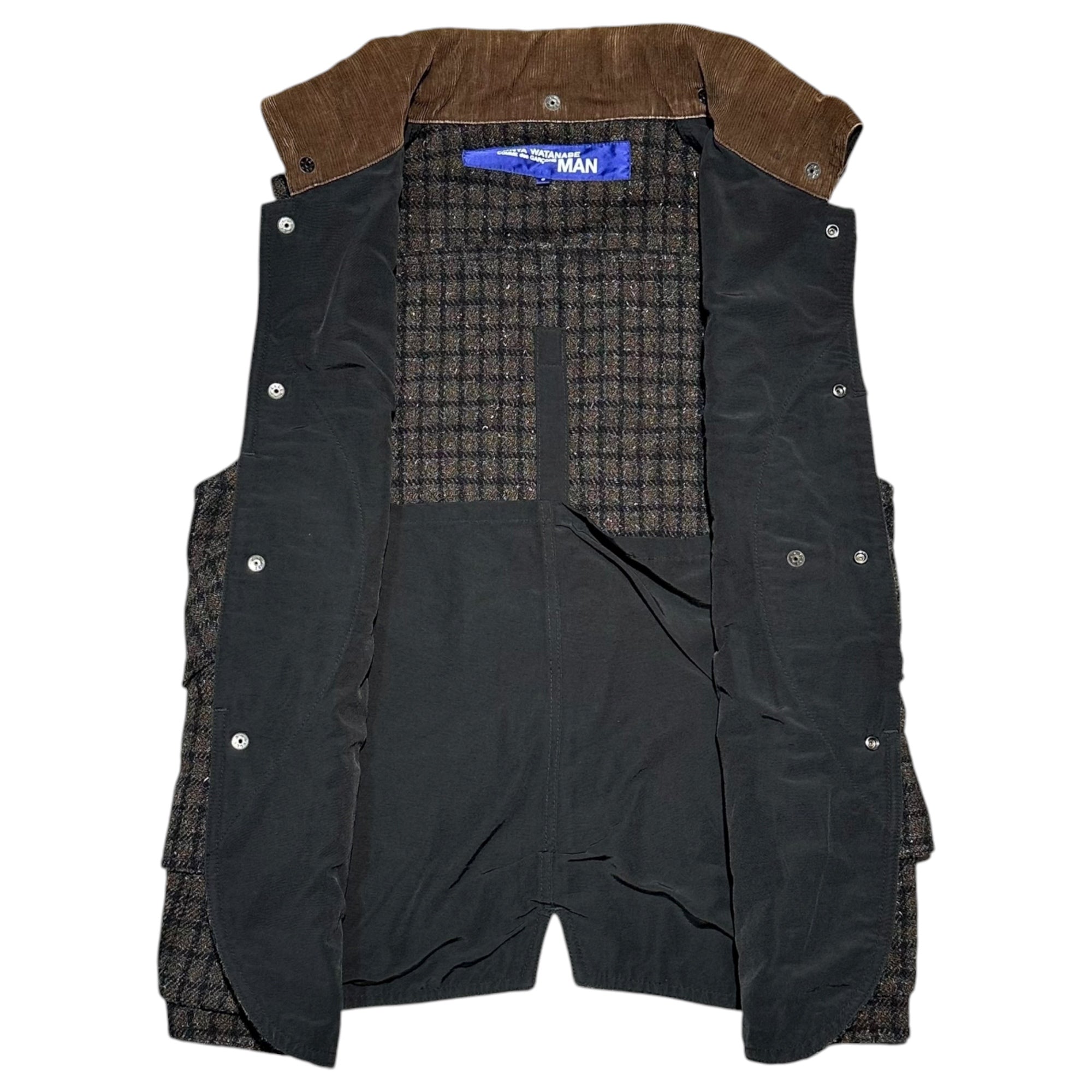COMME des GARCONS JUNYA WATANABE MAN(コムデギャルソンジュンヤワタナベマン) 09AW W/N/M Lame Workers Vest ウール ナイロン モヘア ラメ ワーカーズ ベスト WD-J005 S ブラウン×ブラック AD2009 襟コーデュロイ