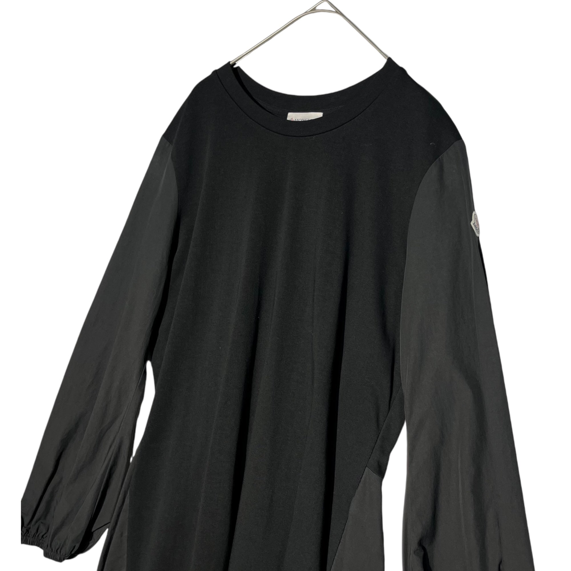 MONCLER(モンクレール) ABITO Logo patch nylon switching flare dress ロゴ ワッペン ナイロン 切替 フレア ワンピース E10938551900 M ブラック ひざ丈 長袖