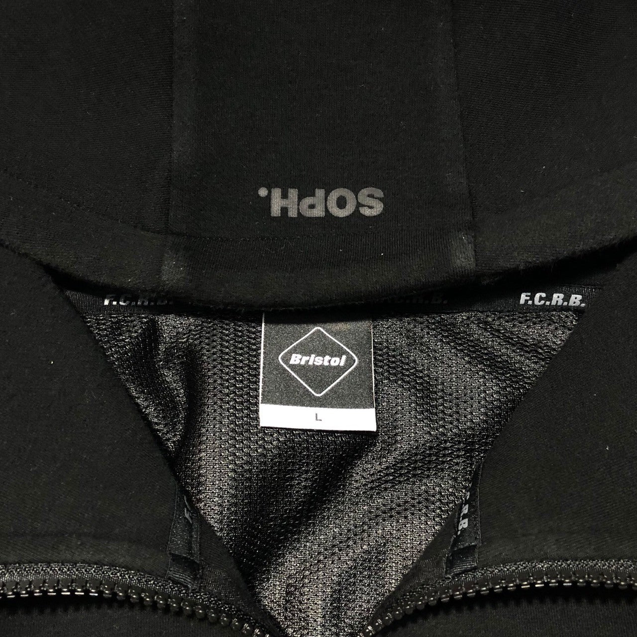 F.C.Real Bristol FCRB(エフシーレアルブリストル) VENTILATION HOODIE ベンチレーション フーディ FCRB-192003 L ブラック ジップ パーカー ロゴ