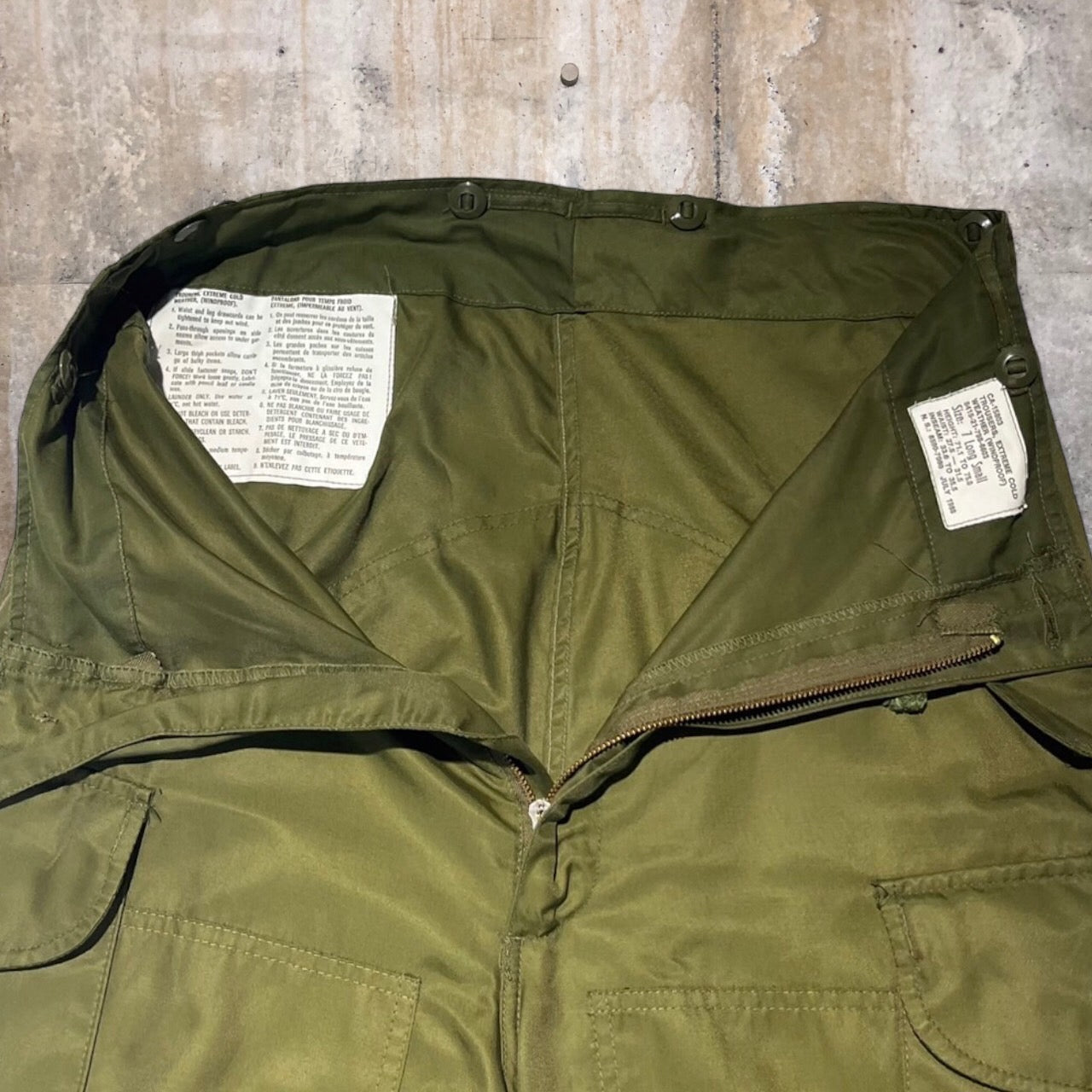CANADIAN ARMY(カナダ軍) 80's ECW WINDPROOFオーバーパンツ 8415-21-798-8603 7 Long Smaill(XLサイズ程度) カーキ 1988年7月製造
