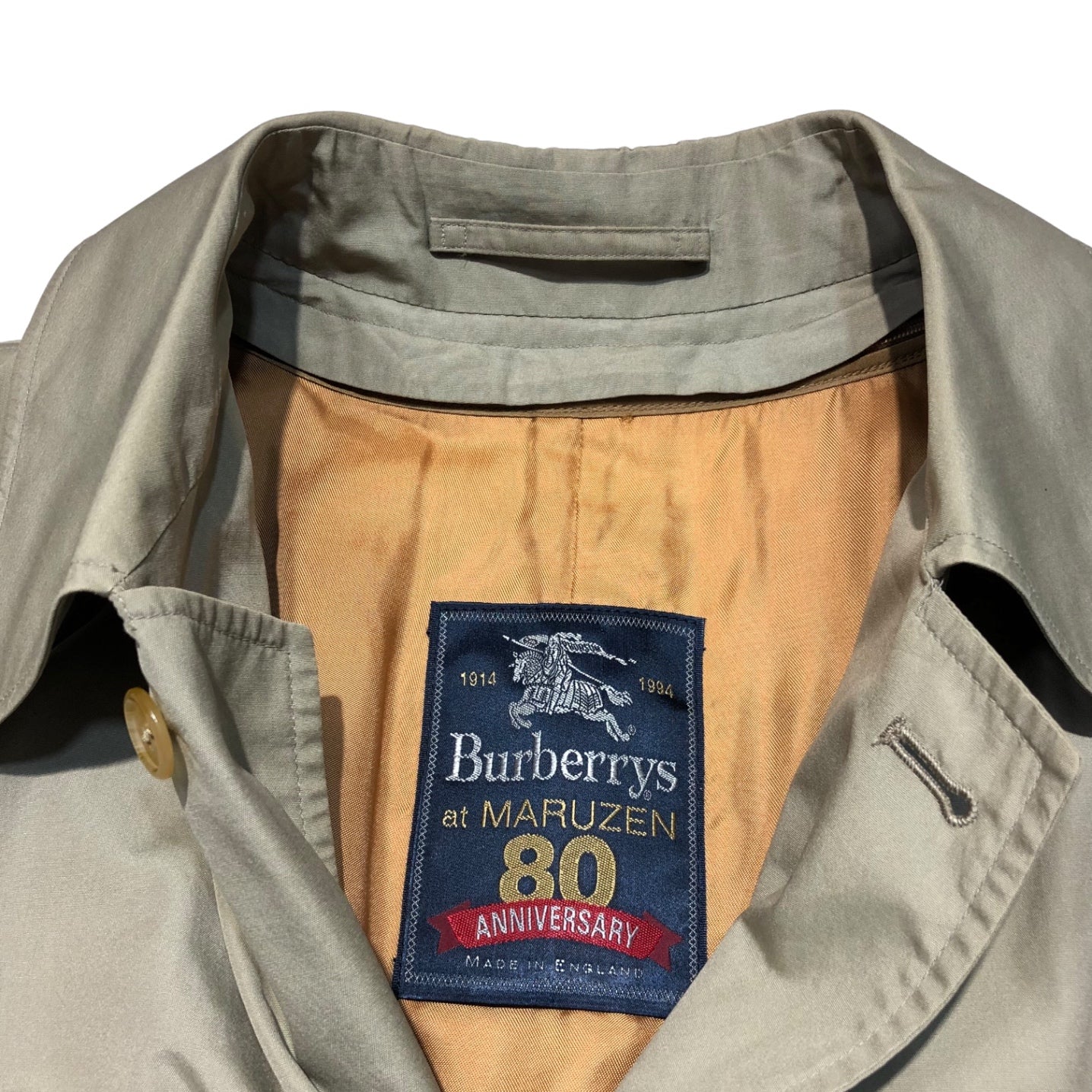 Burberrys(バーバリーズ) 80's ~ 90's 'MARUZEN 80 ANNIVERSARY” Stainless steel collar coat with Nova check liner ノバチェック ライナー付き トレンチコート S5(M程度) ベージュ 80年代~90年代 ヴィンテージ