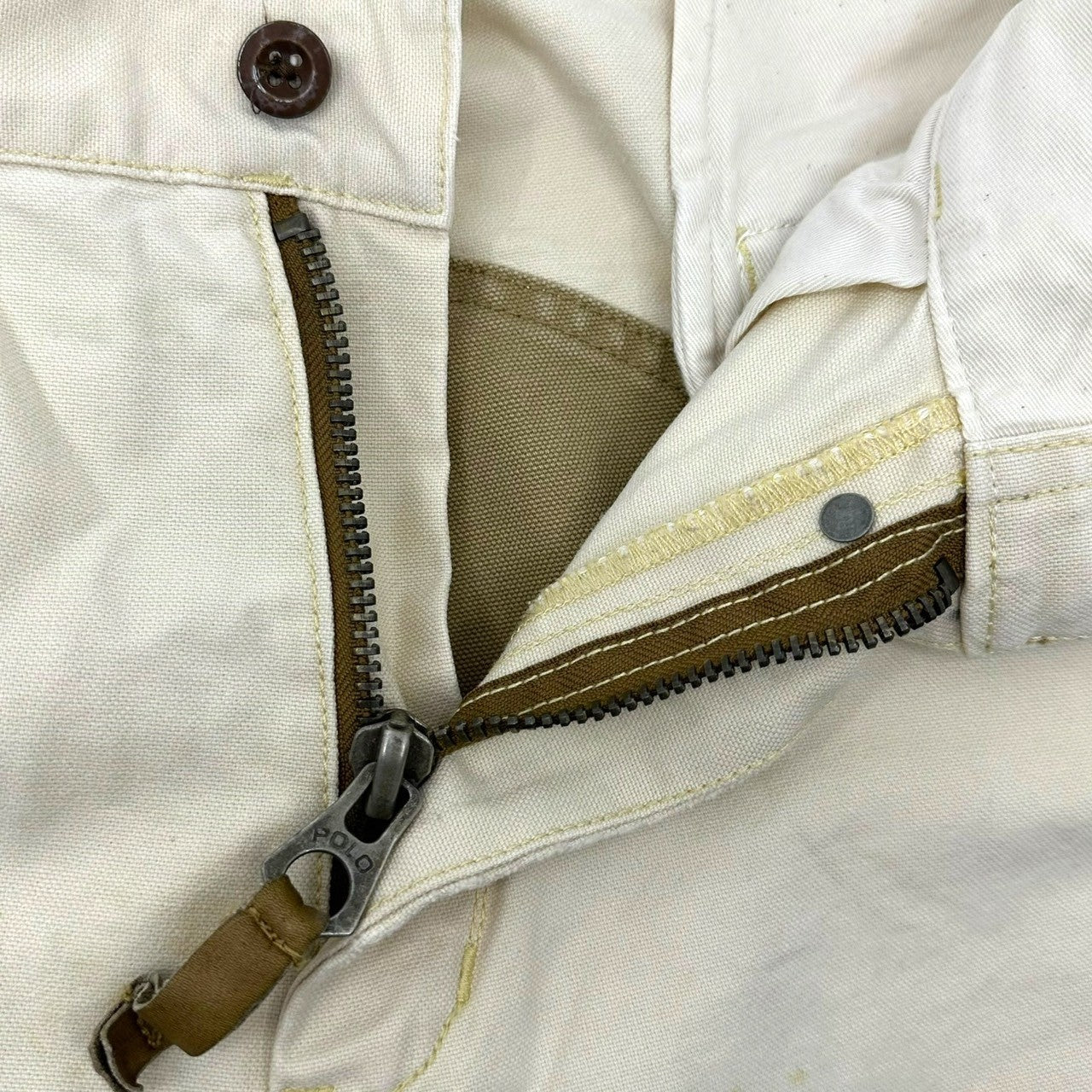 POLO RALPH LAUREN(ポロラルフローレン) Vintage Double Knee Painter Pants ヴィンテージ ダブルニー ペインター パンツ W34 アイボリー×カーキ