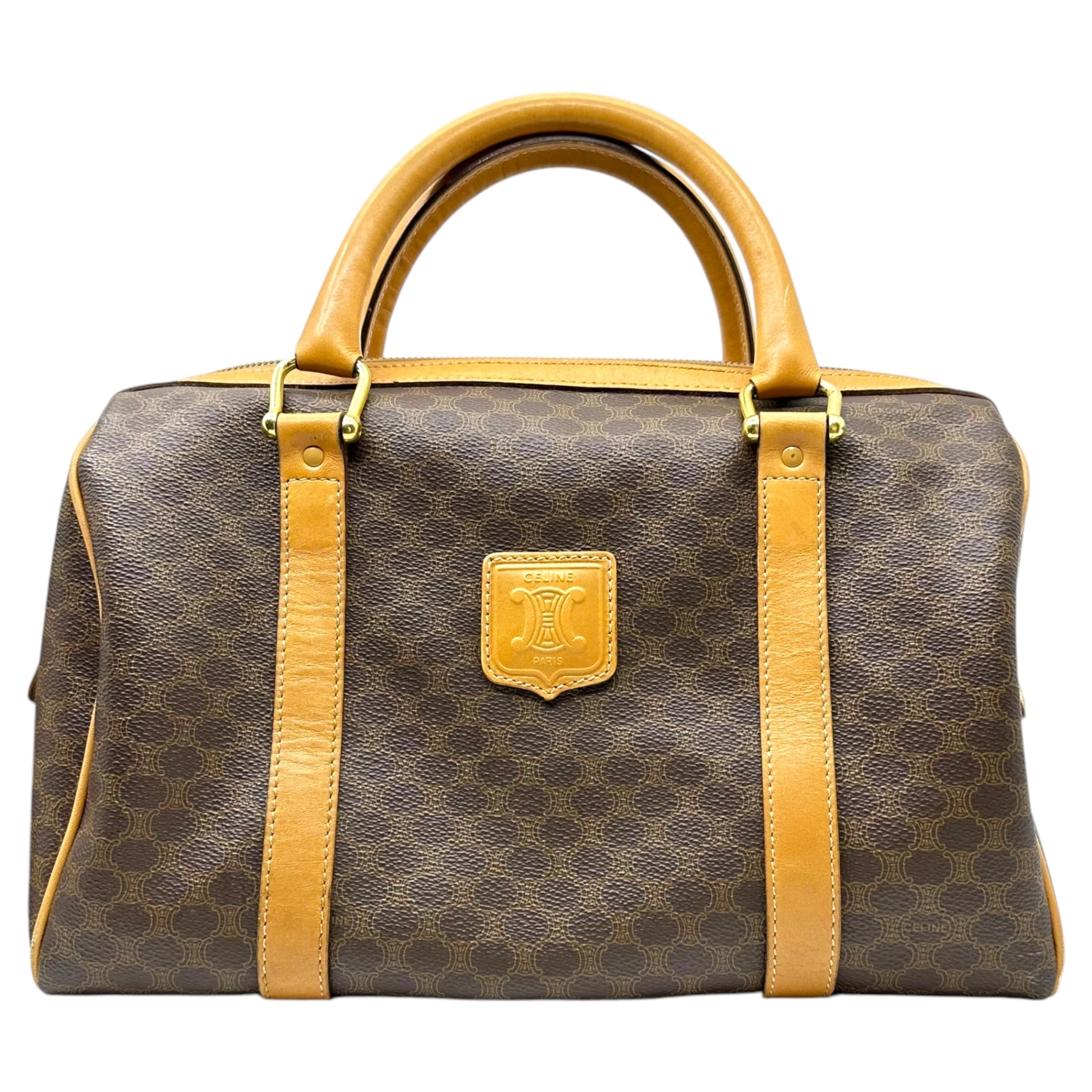 CELINE(セリーヌ) Macadam Pattern Mini Boston Bag マカダム柄 ミニ ボストン バッグ M11 ベージュ×ブラウン ハンド OLD オールド ヴィンテージ