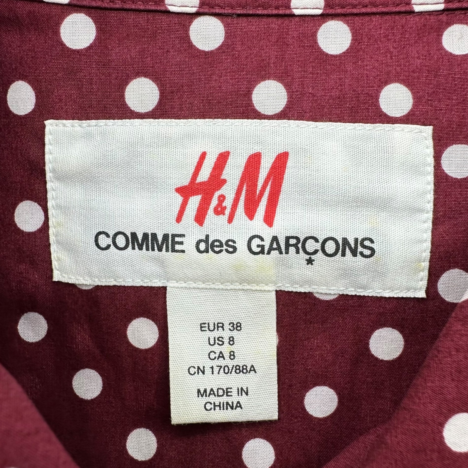COMME des GARCONS × H&M(コムデギャルソン × エイチアンドエム) Shawl collar dot L/S shirt ショールカラー ドット L/S シャツ 38(M) レッド