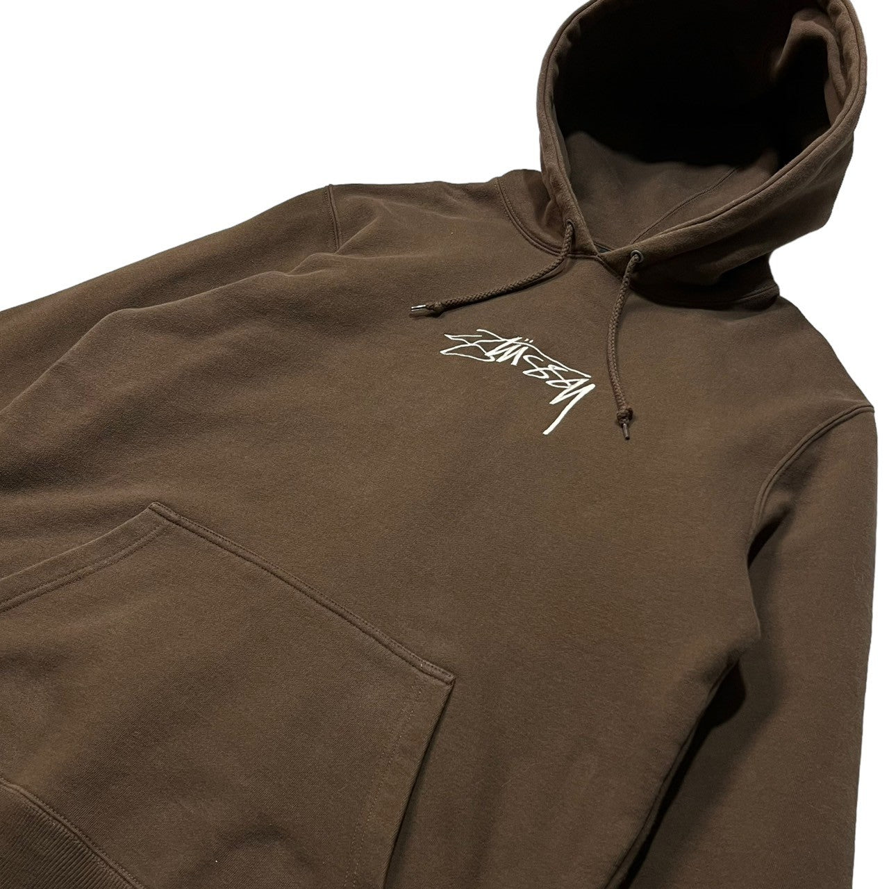 STUSSY(ステューシー) Shawn logo embroidery hoodie ロゴ 刺繍 プルオーバー パーカー フーディー 厚手 XL ブラウン