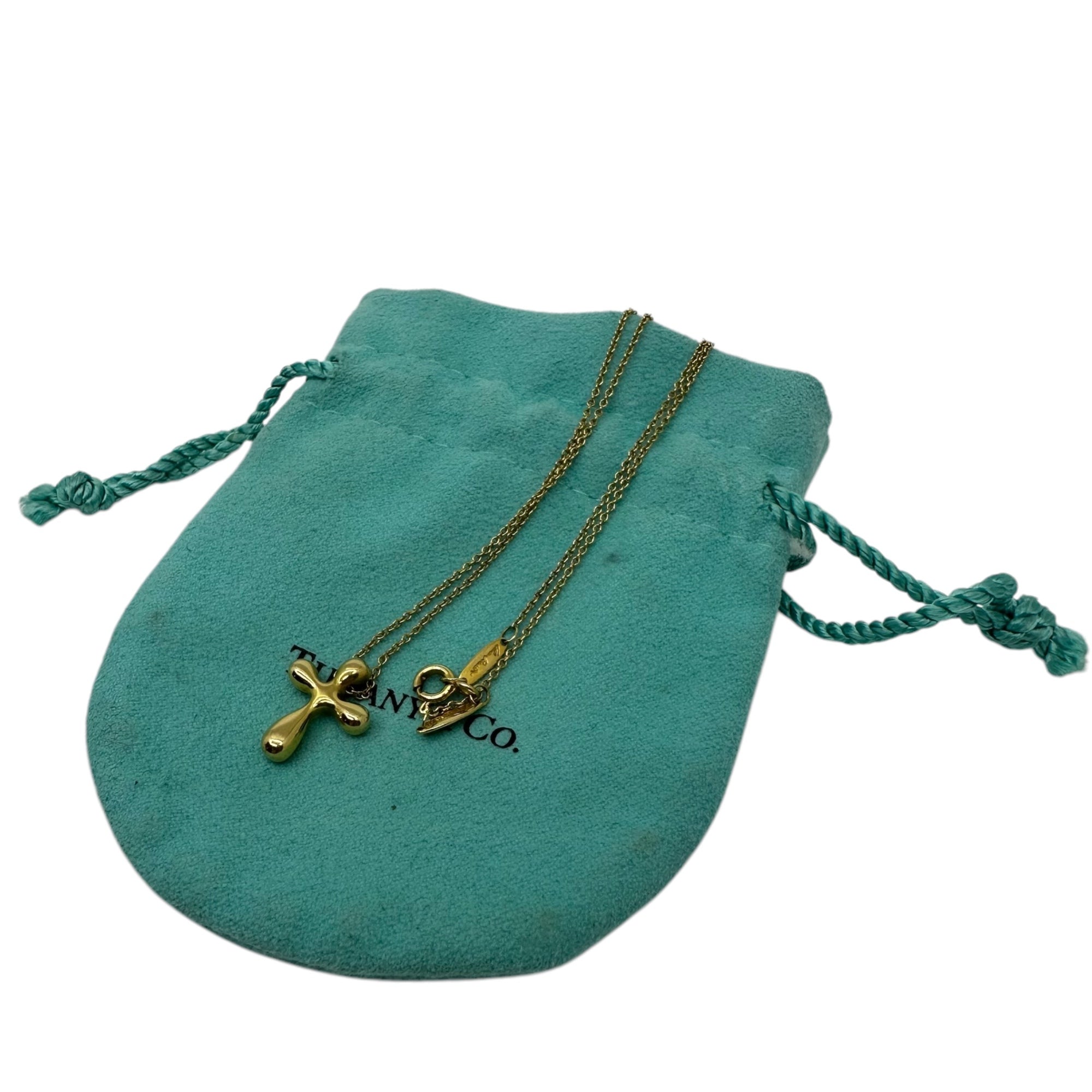 TIFFANY & CO.(ティファニー) Small Cross Necklace YG Yellow Gold Pendant Cross Elsa Peretti Necklace スモールクロス ネックレス YG イエローゴールド ペンダント 十字架 エルサ・ペレッティ ネックレス ゴールド K18(750)