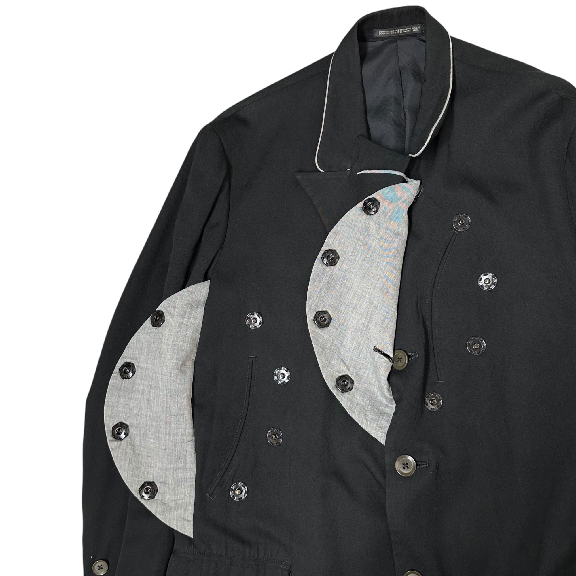 YOHJI YAMAMOTO POUR HOMME(ヨウジヤマモトプールオム) 06SS Baseball Period Piping Big Flap Pockets Design Long Tailored ベースボール期 パイピング ビッグ フラップ ポケット デザイン ロング テーラード ジャケットJacket HR-J36-232 2(M程度) ブラック 2006SSコレクション LOOK37 着用アイテム