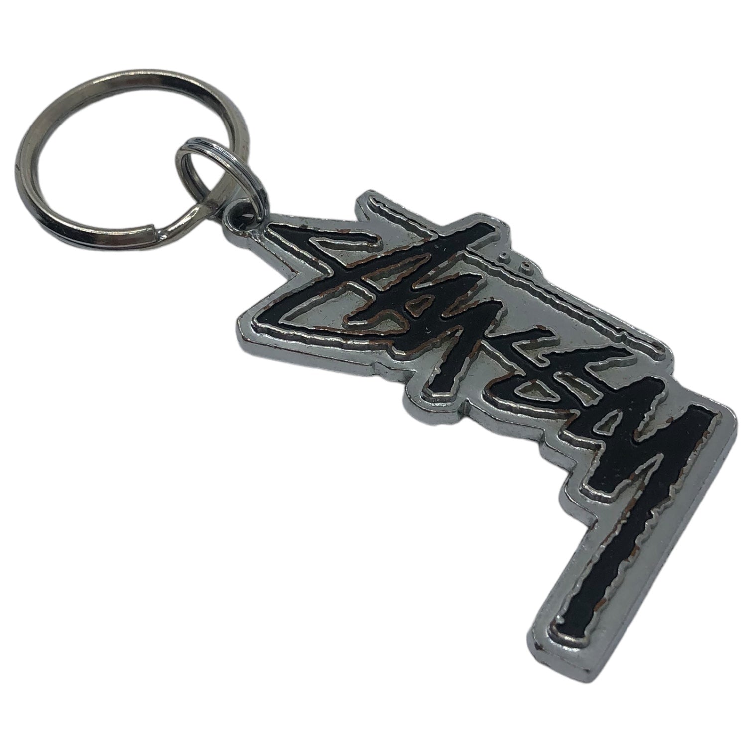 STUSSY(ステューシー) 90s~00s stock logo key ring ストック ロゴ キーリング シルバー キーホルダー チ