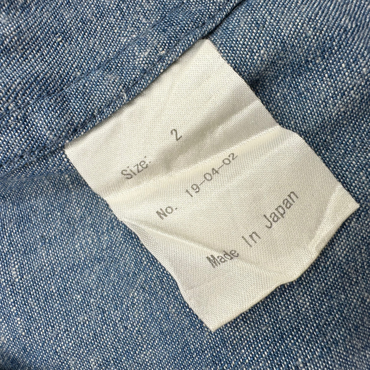 5W(ファイブダブル) 2019SS Gaungi Long - Chambray ガウンギ ロング シャンブレー 19-04-02 2 ライトインディゴ 羽織 ノーカラー コート