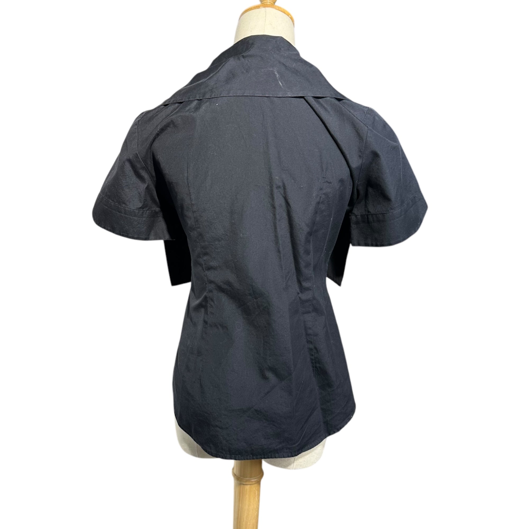 Vivienne Westwood RED LABEL(ヴィヴィアンウエストウッドレッドレーベル) 00's Orb Logo Embroidery S/S Blouse オーブ ロゴ 刺繍 半袖 ボウタイ シャツ ブラウス 357-01-86004 3 ブラック