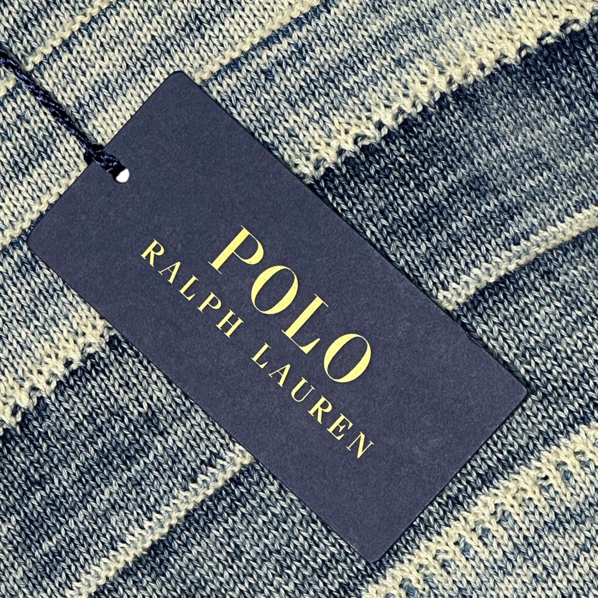 POLO RALPH LAUREN(ポロラルフローレン) Indigo-dyed Vintage-Processed Striped Crewneck Knit インディゴニット ヴィンテージ 加工 ボーダー クルーネック ニット L インディゴ
