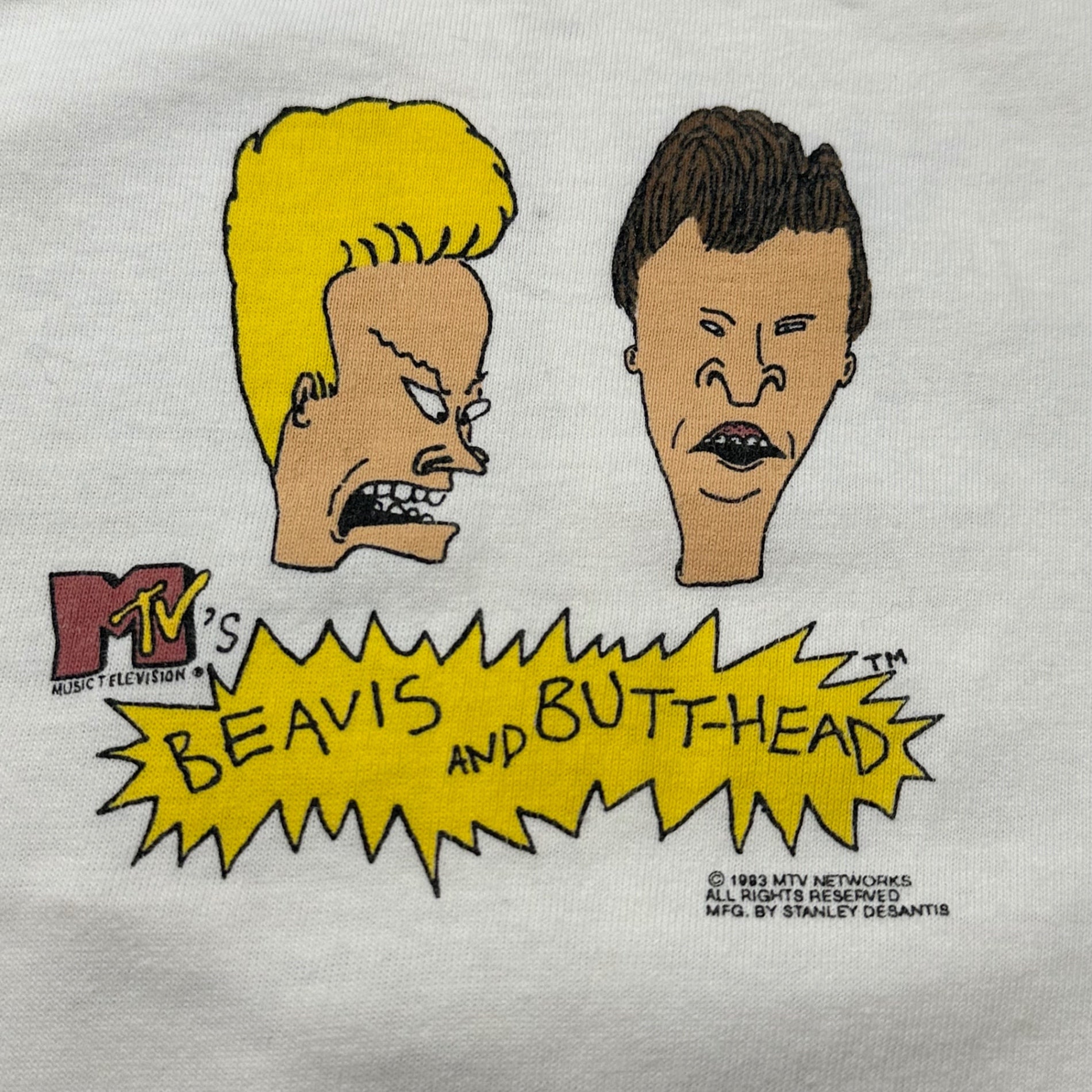 MUSIC TELEVISION(ミュージックテレビジョン) 1993© ”BEAVIS AND BUTT-HEAD” Tee ビーバス アンド バットヘッド ヴィンテージ Tシャツ L ホワイト 90年代 90's