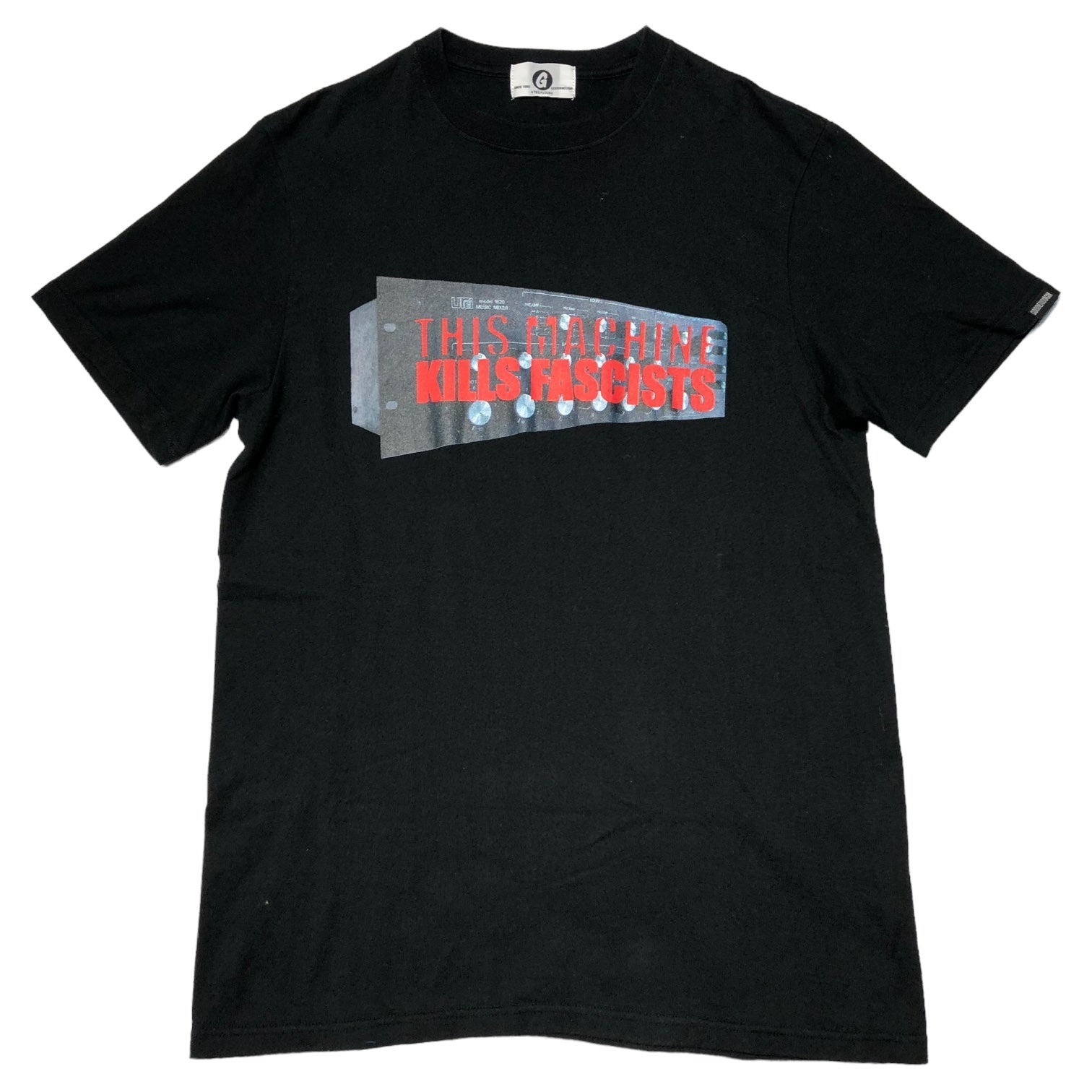 GOODENOUGH(グッドイナフ) THIS MACHINE KILLS FASCISTS Tシャツ S ブラック×レッド 品質表示タグ切れ