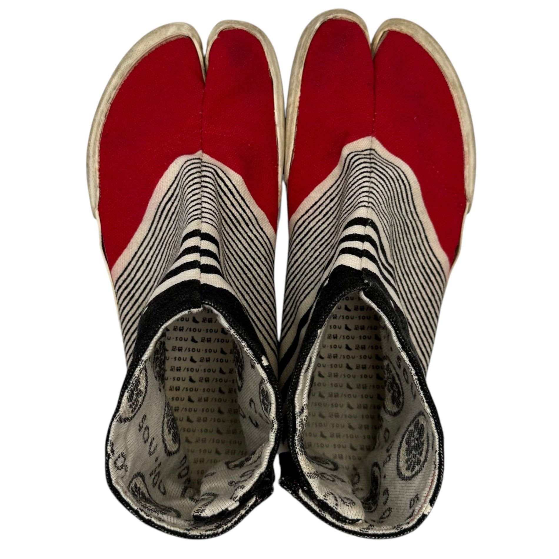 SOU・SOU(ソウソウ) Tabis and sneakers 足袋 スニーカー レッド×アイボリー×ブラック