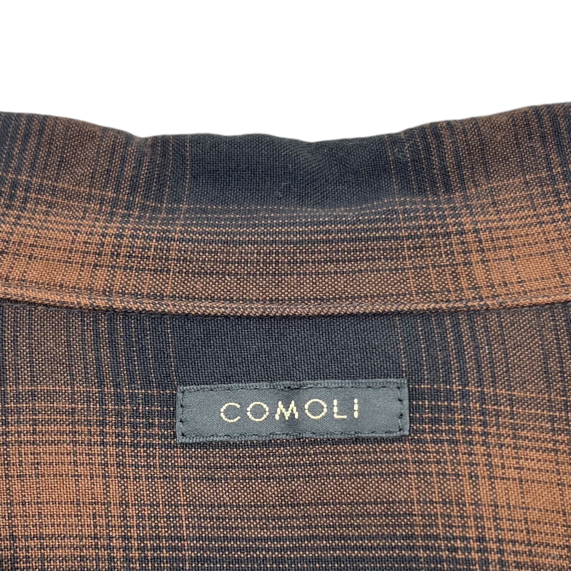 COMOLI(コモリ) 24SS Rayon collar open shirt (check) レーヨンオープンカラーシャツ チェック Z01-02005 2(M程度) ブラック×ブラウン