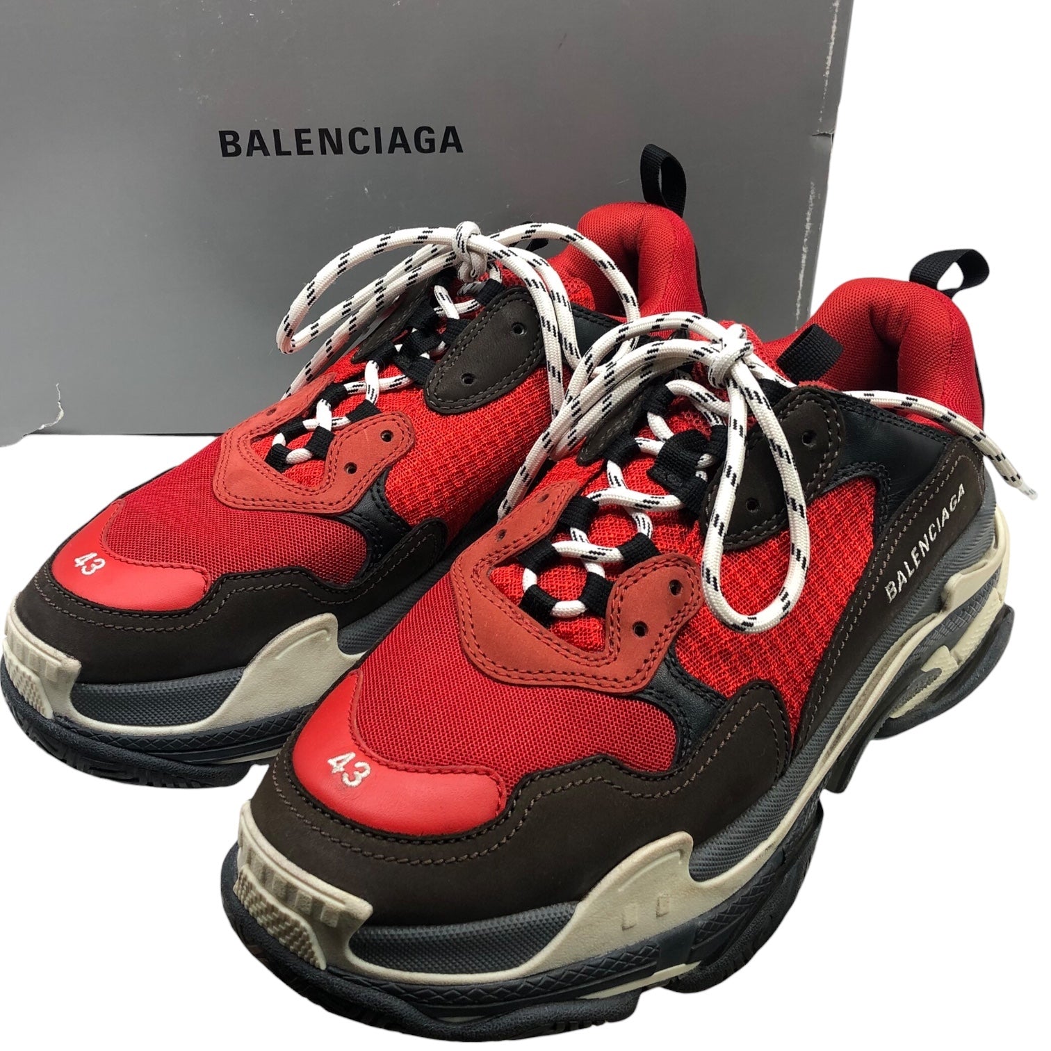 BALENCIAGA(バレンシアガ) 19SS Triple S shoes トリプルエス 516440 28.5cm レッド 箱付 ダット 厚底 テック ボリューム スニーカー