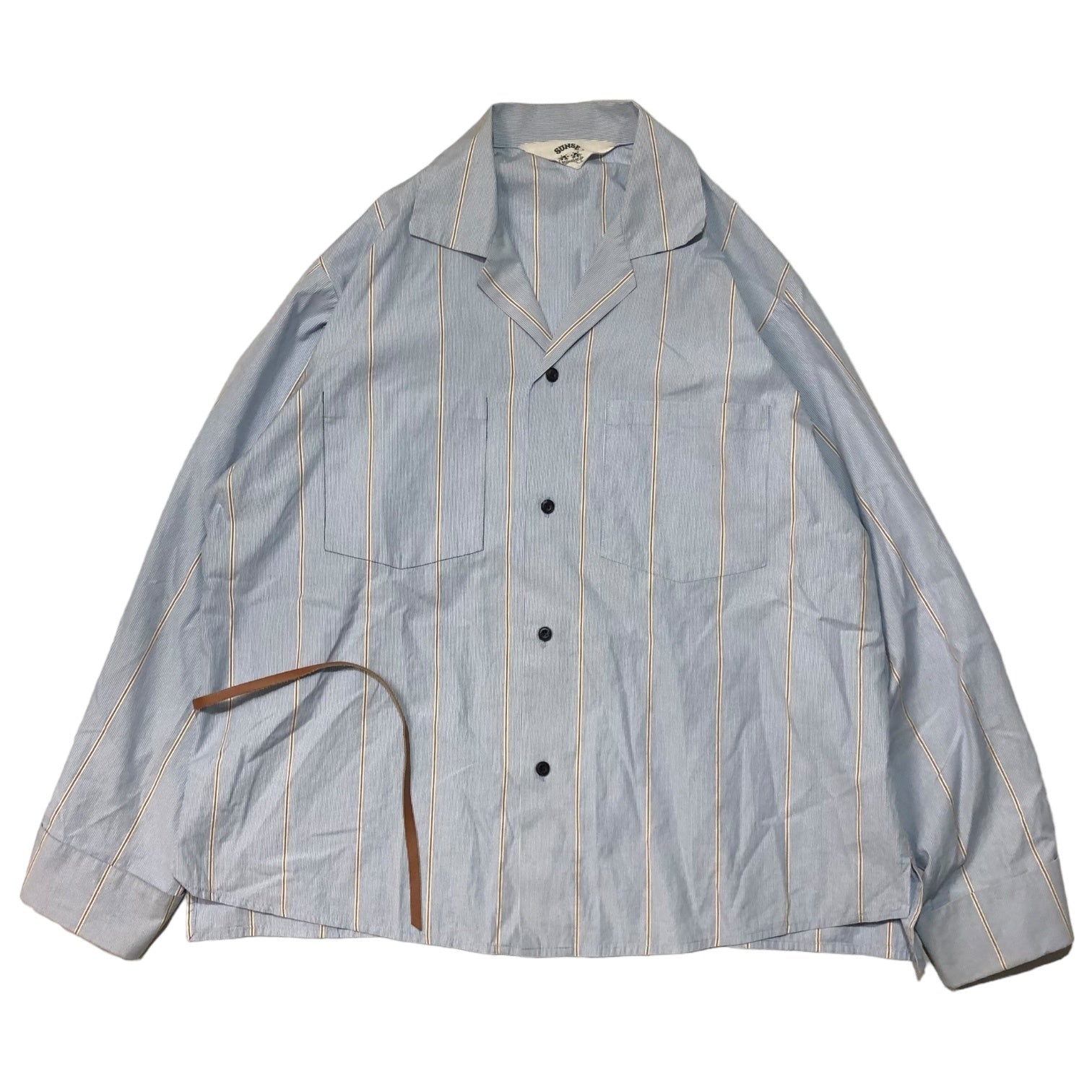 SUNSEA(サンシー) 19AW BLUE BEGE GIGOLO SHIRT ブルー ベージュ ジゴロシャツ 19A13 SIZE 2(M) ブルー×ベージュ