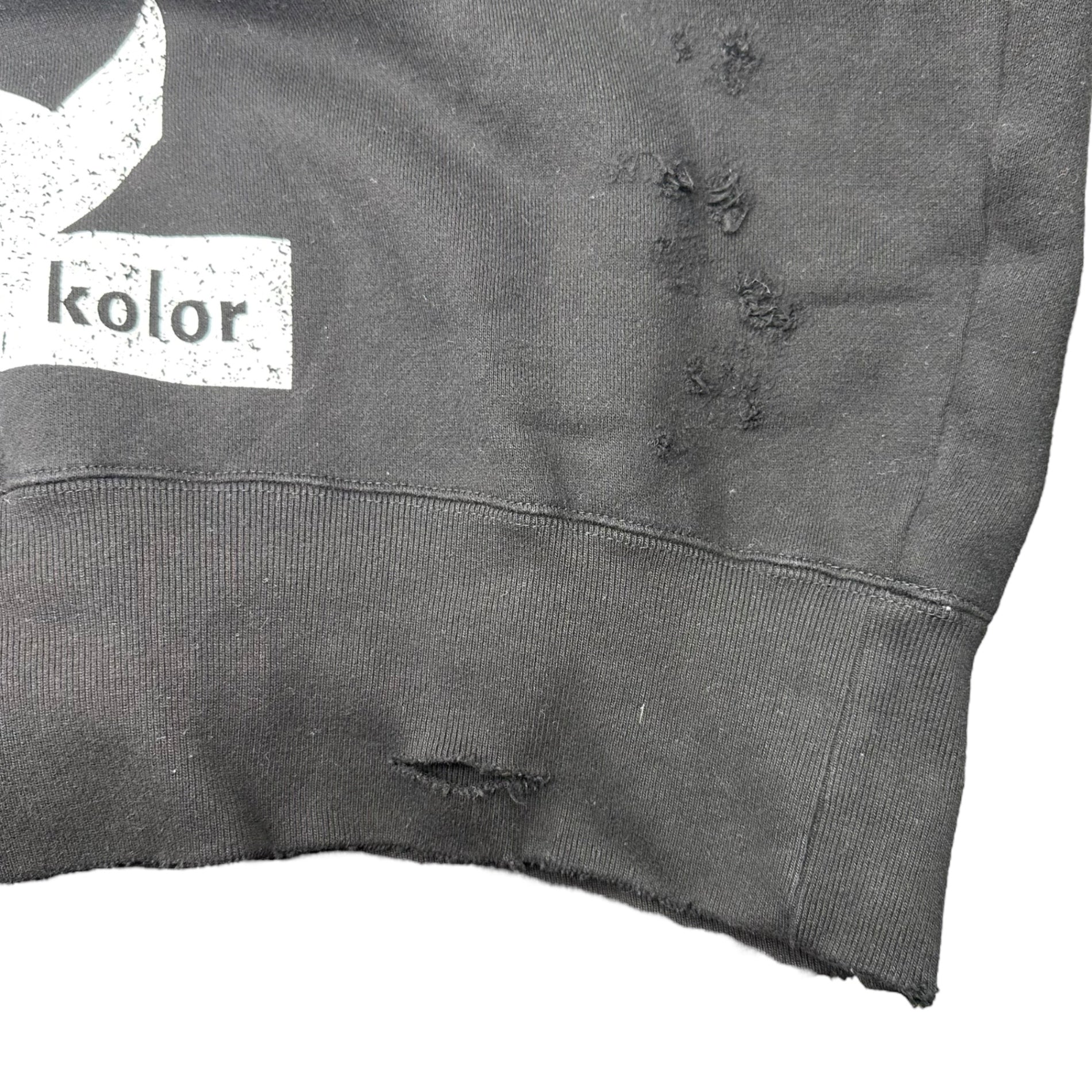 kolor(カラー) 22AW Vintage processed logo-printed crew neck sweatshirt ヴィンテージ加工 ロゴ プリント クルーネックス ウェット 22WCL-T09206 2 ブラック トレーナー