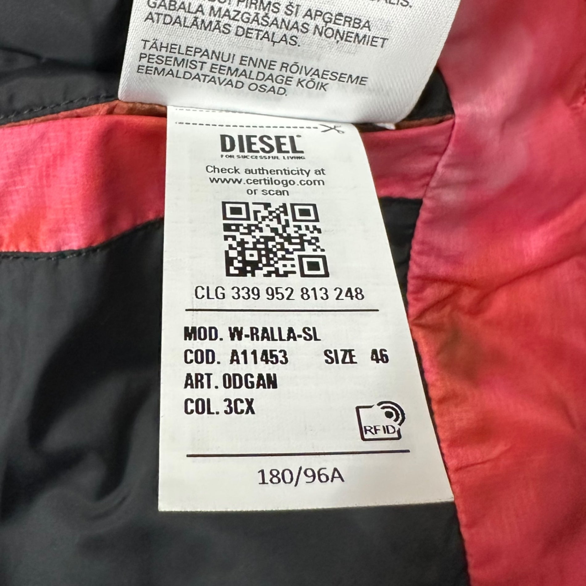 DIESEL(ディーゼル) 23AW W-Ralla-SL Jacket タイダイ柄 ダウン ベストフーディ A11453 46 ピンク