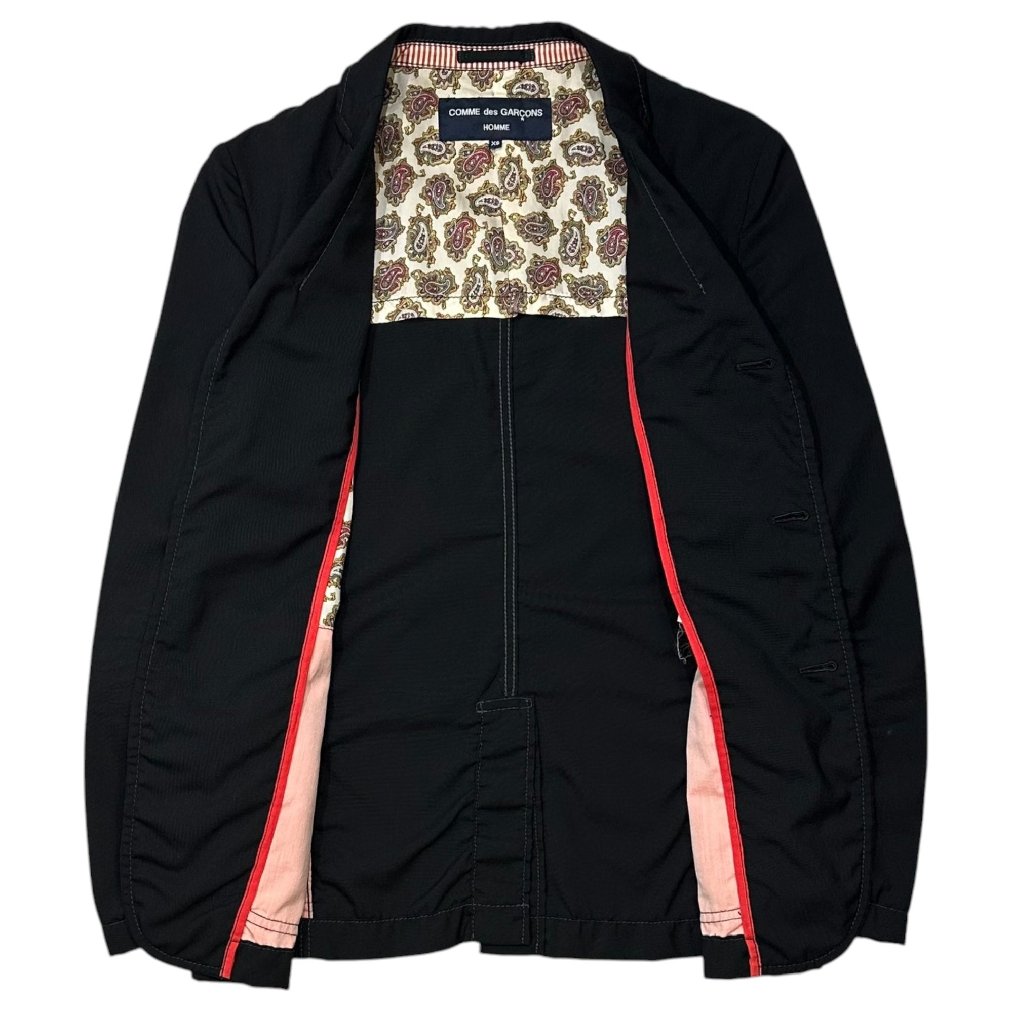 COMME des GARCONS HOMME(コムデギャルソンオム) 2013SS Paisley-Lined 3-Button Casual Jacket 裏地 ペイズリー 3ボタン カジュアル ジャケット HK-J012 XS ブラック AD2012