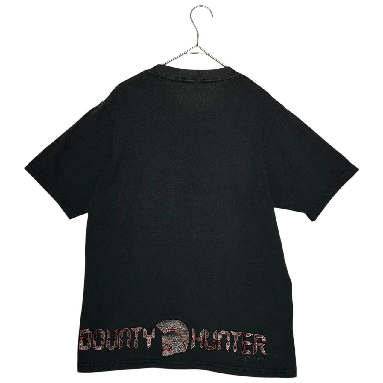 BOUNTY HUNTER(バウンティーハンター) mohawk helmet skull t-shirt モヒカンヘルメットスカルTシャツ 印字消え(S程度) ブラック×レッド