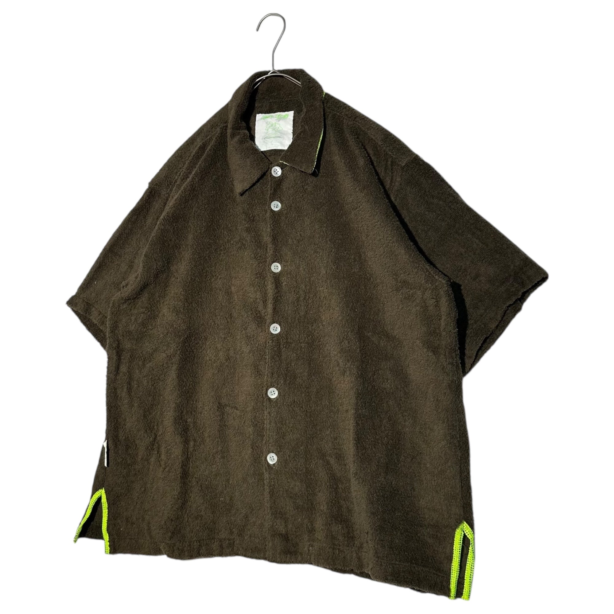 UNDERCOVER(アンダーカバー) 01SS Mesh cut-out pile fabric oversized S/S shirt メッシュ 切替 パイル地 オーバーサイズ 半袖シャツ Z233 M カーキ CHAOTIC DISCORD カオティック ディスコード