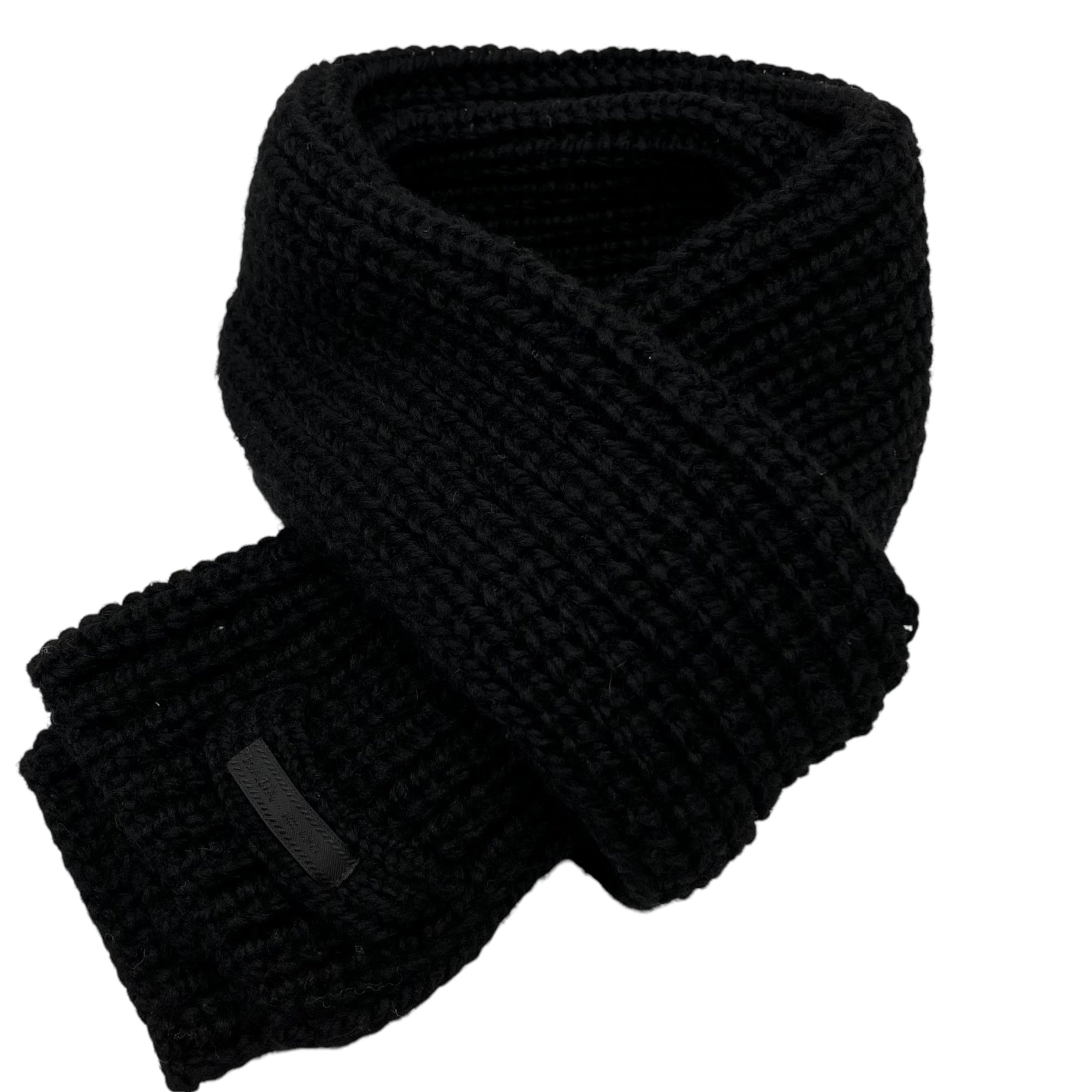 PRADA(プラダ) Low gauge knit wool muffler ローゲージ ニット ウール マフラー ブラック