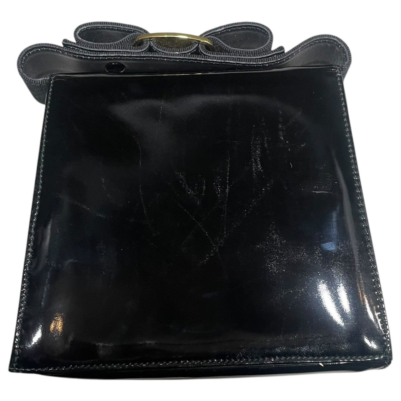 Salvatore Ferragamo(サルヴァトーレフェラガモ) Vara Ribbon Enamel Leather Hand Bag ヴァラ リボン エナメル レザー ハンド バッグ AX 21 3104 ブラック