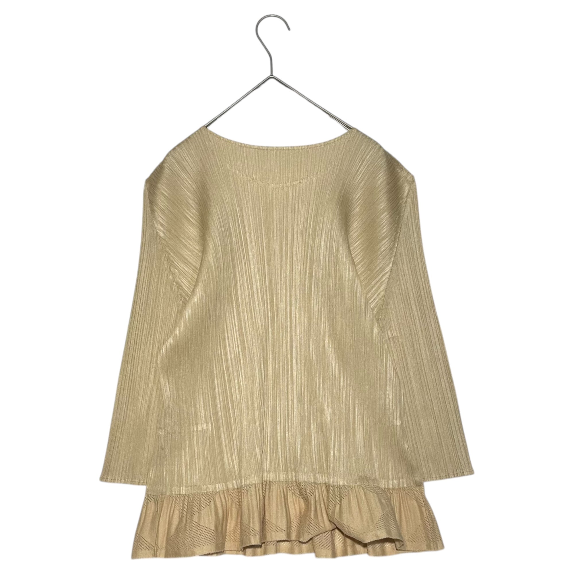 PLEATS PLEASE(プリーツプリーズ) Mesh switch pleated long-sleeved cut-and-sewn shirt メッシュ切替 プリーツ 長袖 カットソー PP73-JK635 4(XL程度) アイボリー