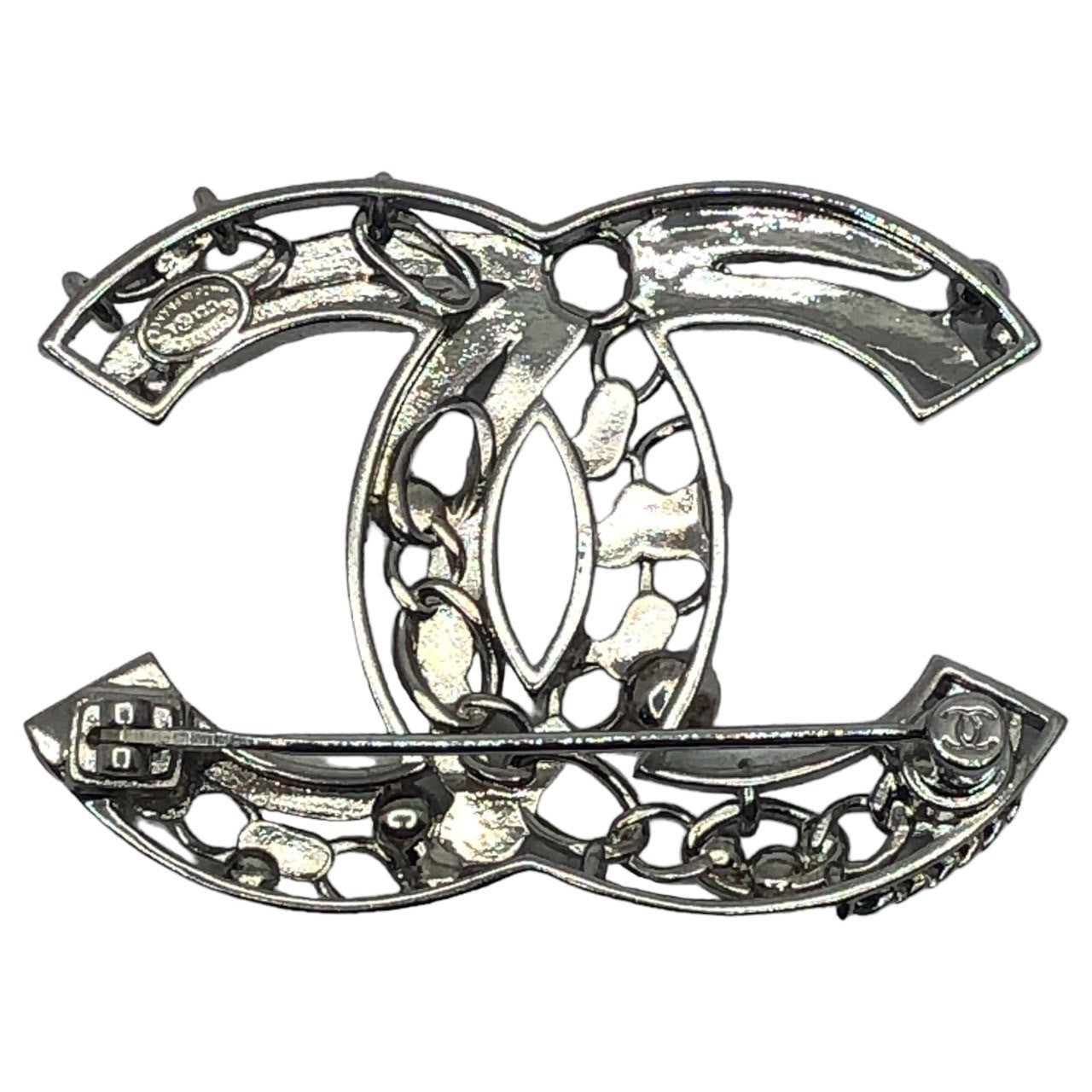 CHANEL(シャネル) 2021 rhinestone coco mark brooch ランストーン ココマーク ブローチ シルバー 箱付