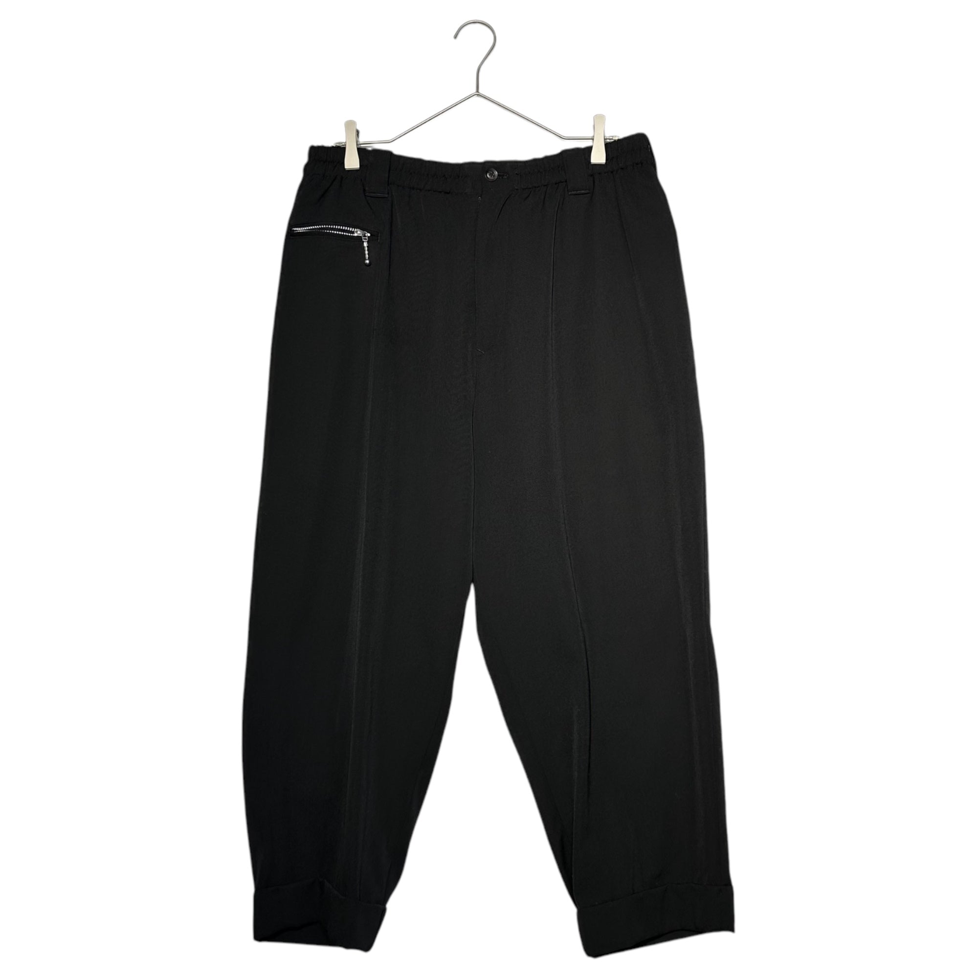 YOHJI YAMAMOTO POUR HOMME(ヨウジヤマモトプールオム) 18SS Wool gabardine, right front, ball zipper, tapered, wide slacks ウール ギャバジン 右前 ボールファスナー テーパード ワイド スラックス HW-P86-100 2(M程度) ブラック