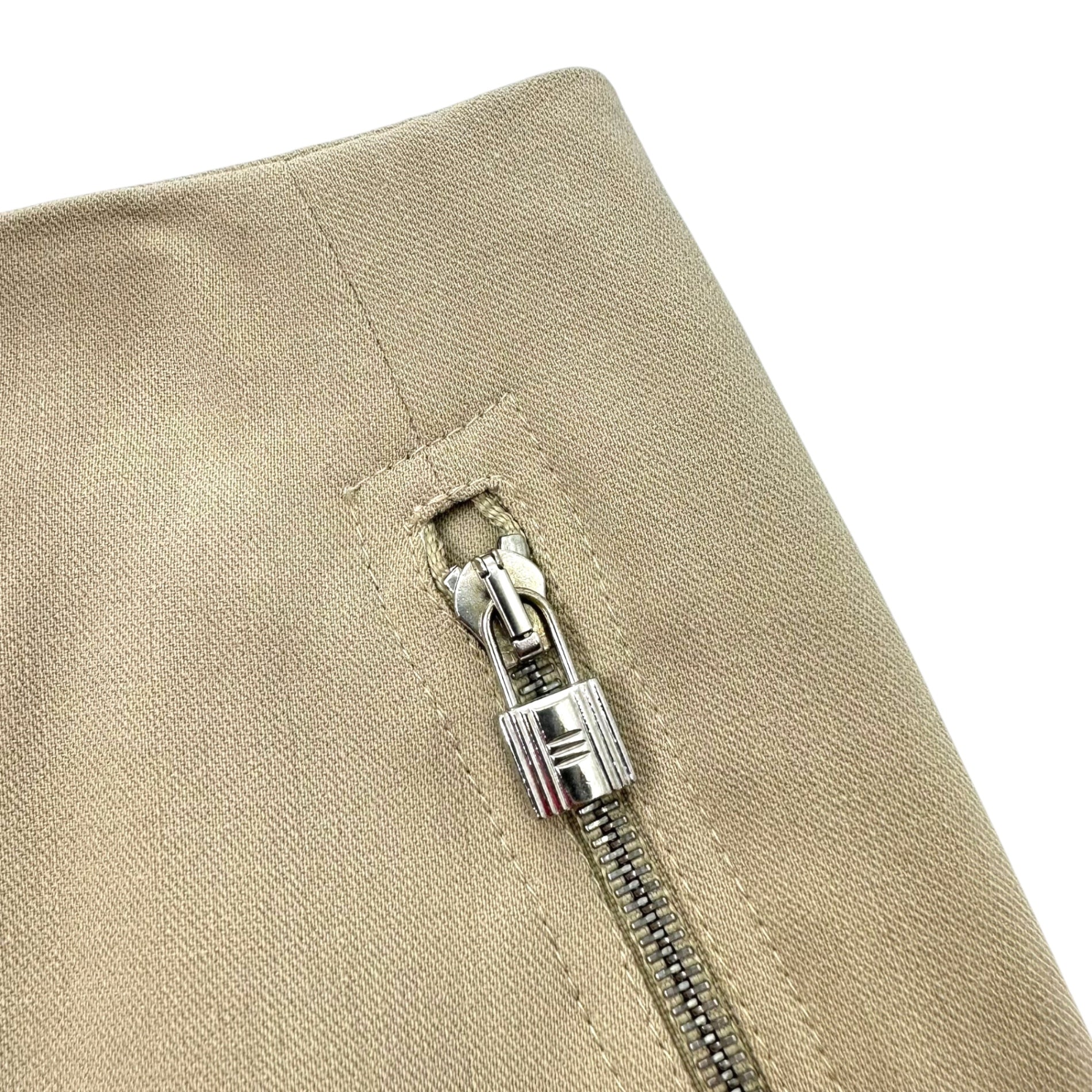 HERMES(エルメス) by Jean Paul Gaultier Cadena Zip Stretch Wool Skirt/ゴルチエ期カデナジップストレッチウールスカート/南京錠シップ 36(S程度) アイボリー 稀少 美品