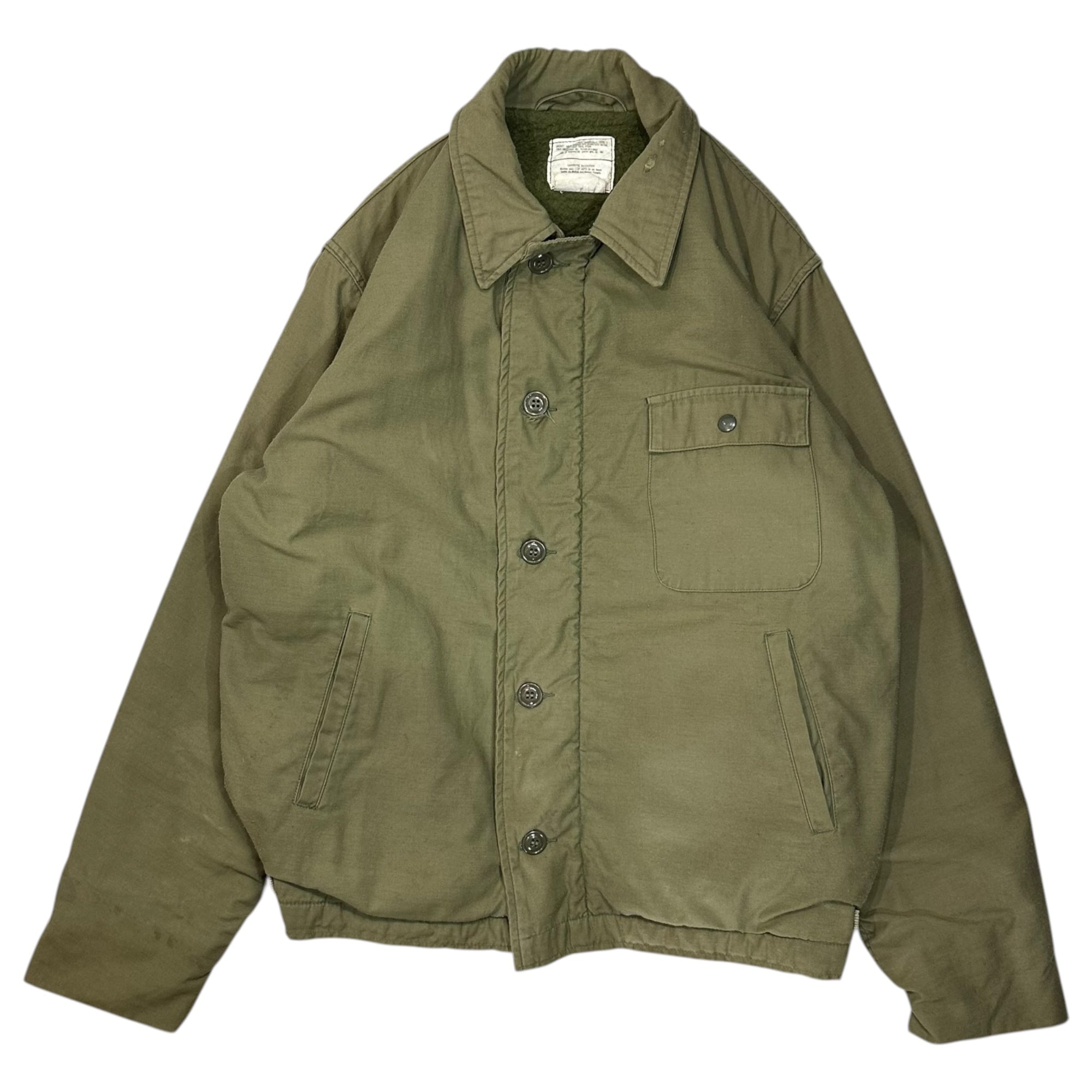MFG(エムエフジー) 80's US NAVY A-2 Cold Weather Permeable Jacket Type I デッキ ジャケット 414-01-45-81 42-44 カーキ 80年代 民間用 ヴィンテージ ミリタリー